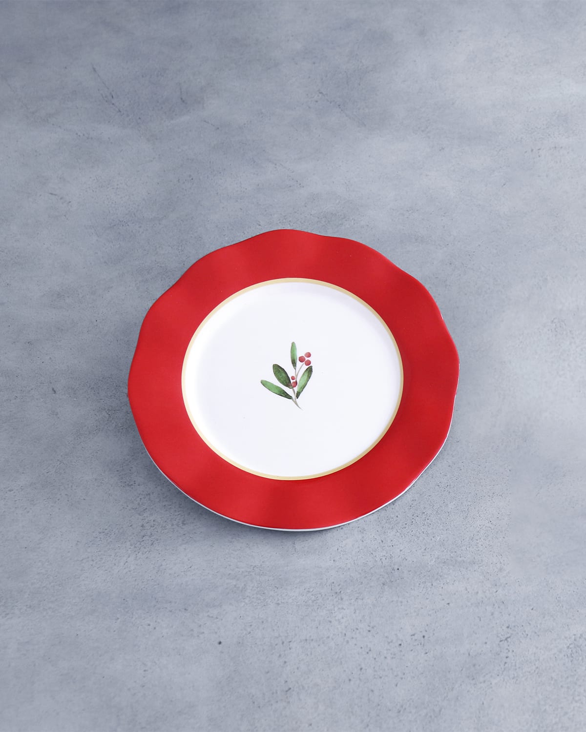 Beatriz Ball Vida Holly 9" Salad Plates, Set Of 4 (red And White)