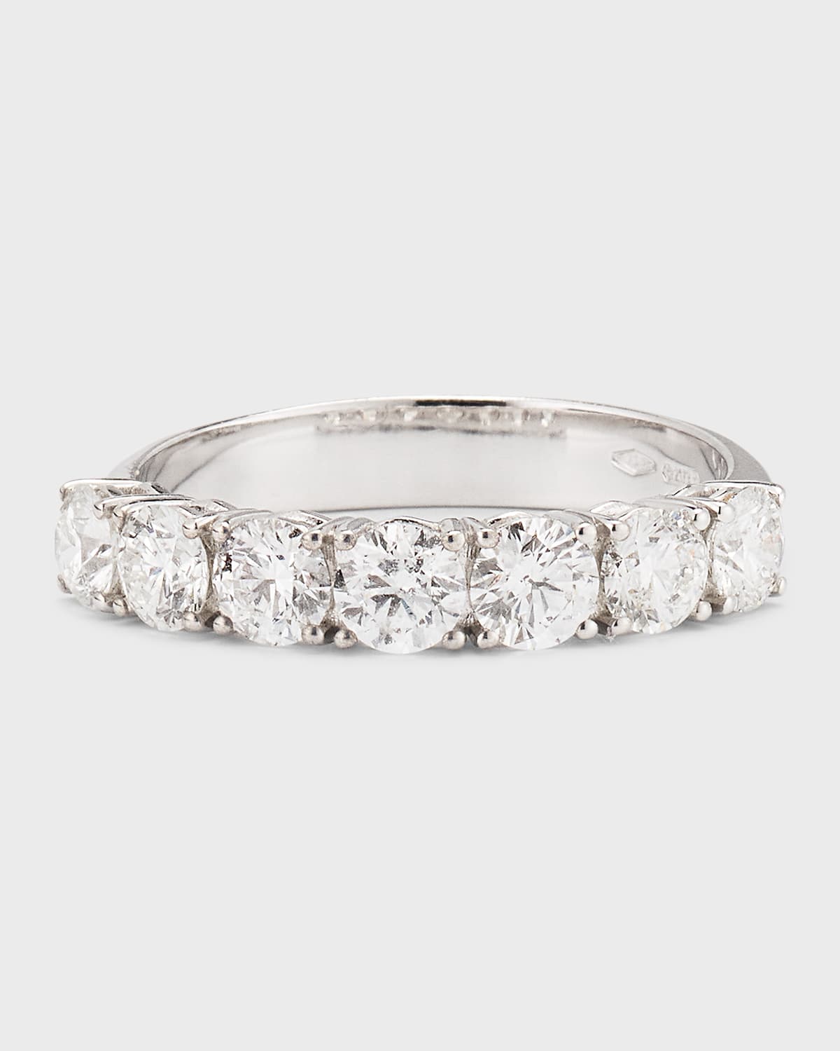 18K White Gold Diamond Half Band Ring, Size 6.5