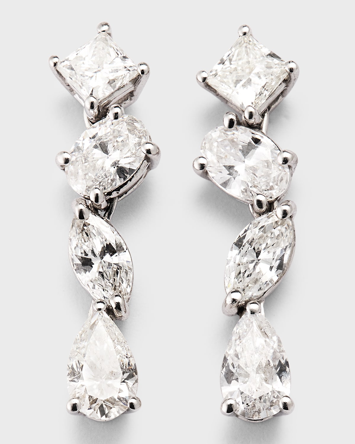 Zydo 18k White Gold Multi Diamond Earrings In Metallic