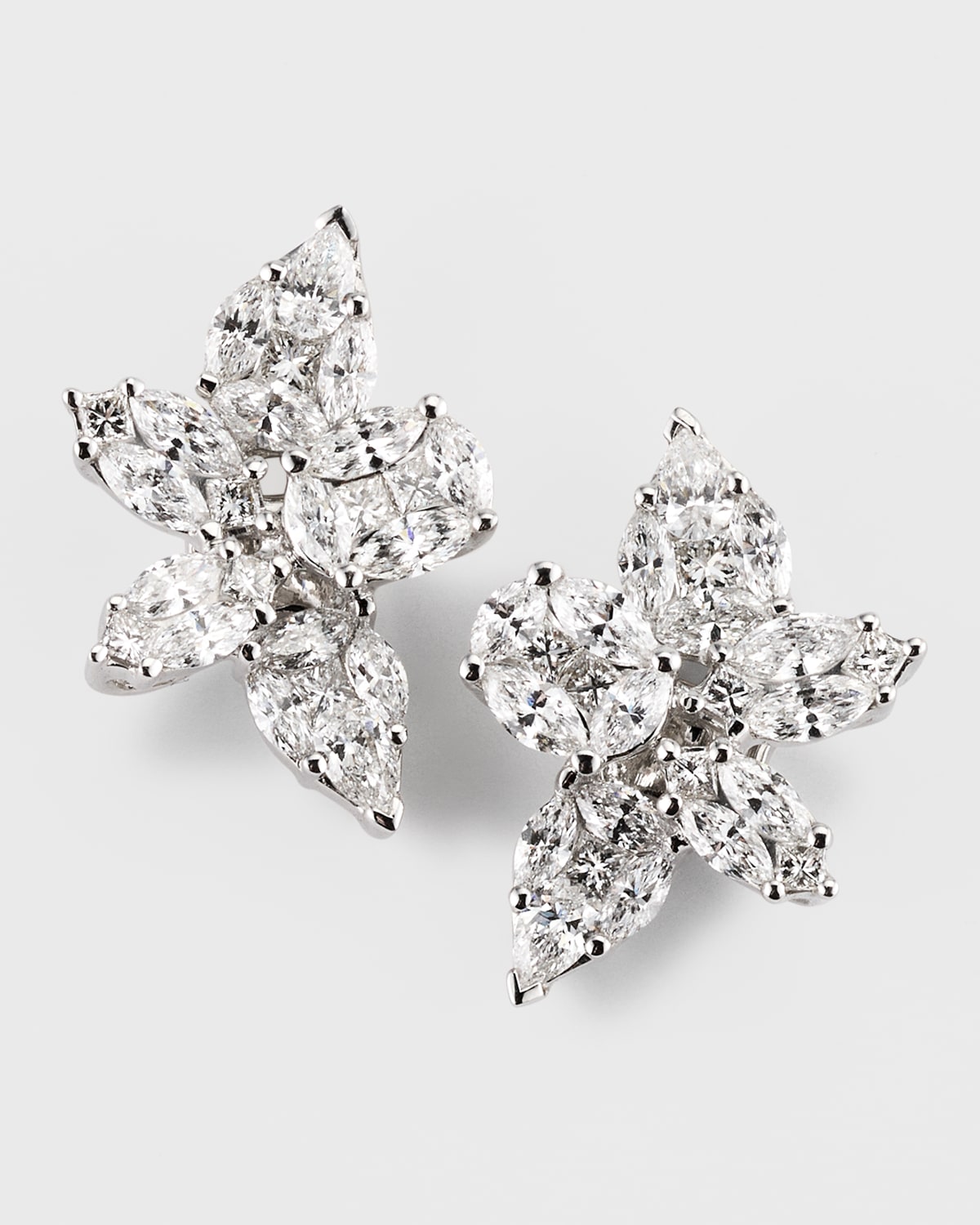 Zydo 18k White Gold Diamond Cluster Earrings, 2.12tcw In Metallic