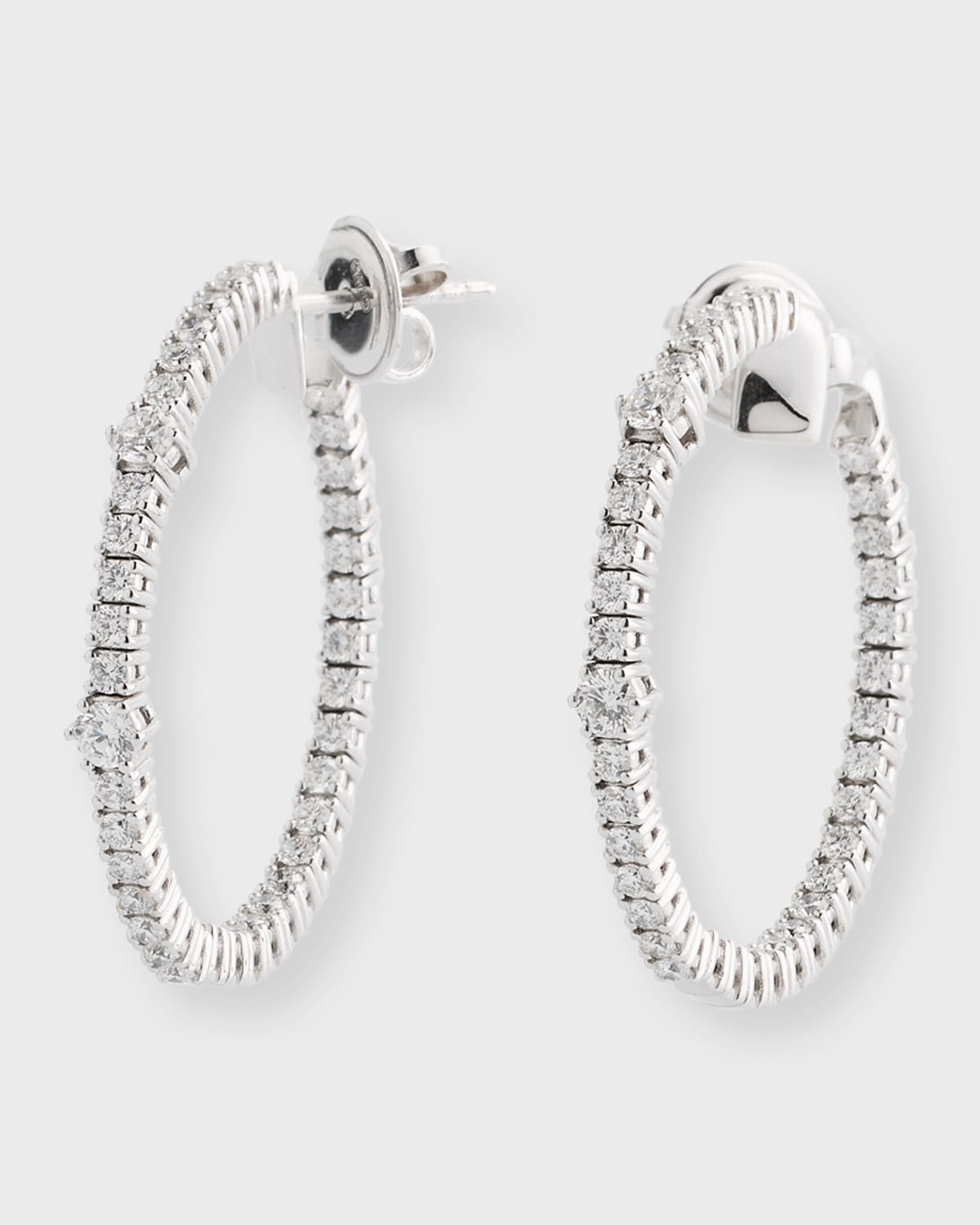 18K White Gold Hoop Earrings with Diamonds, 1.81tcw