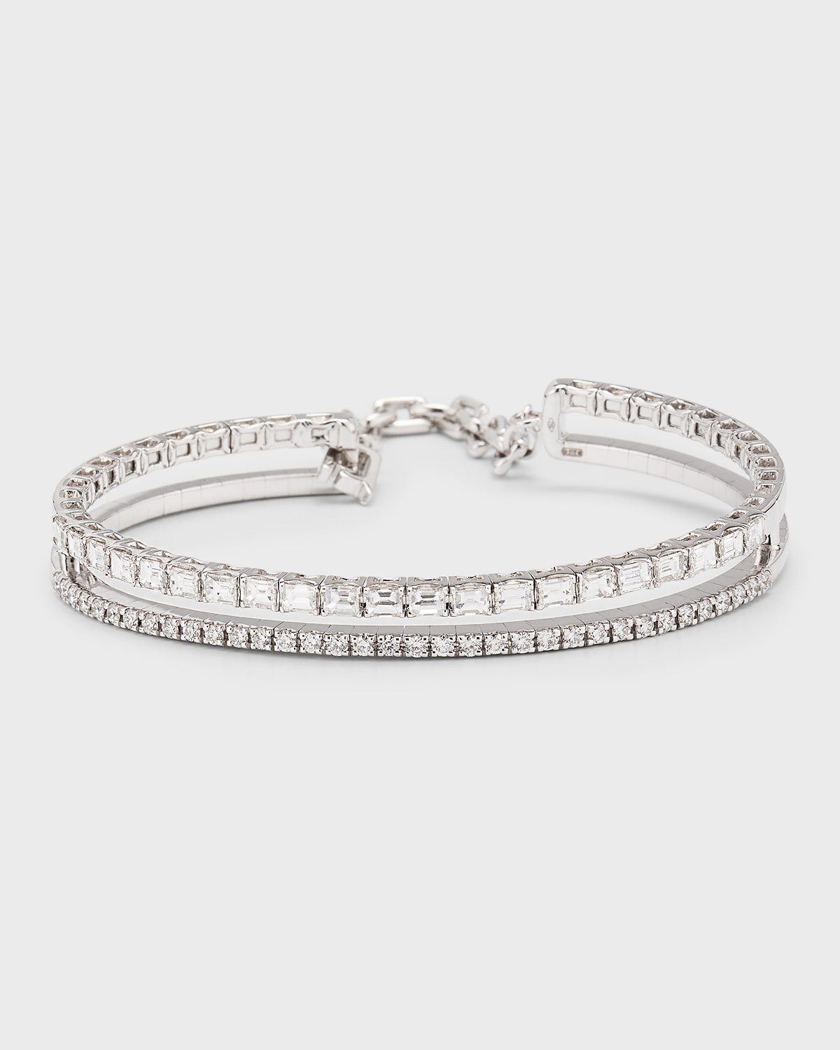 Zydo 18k White Gold Rigid Bracelet With Diamonds In Metallic