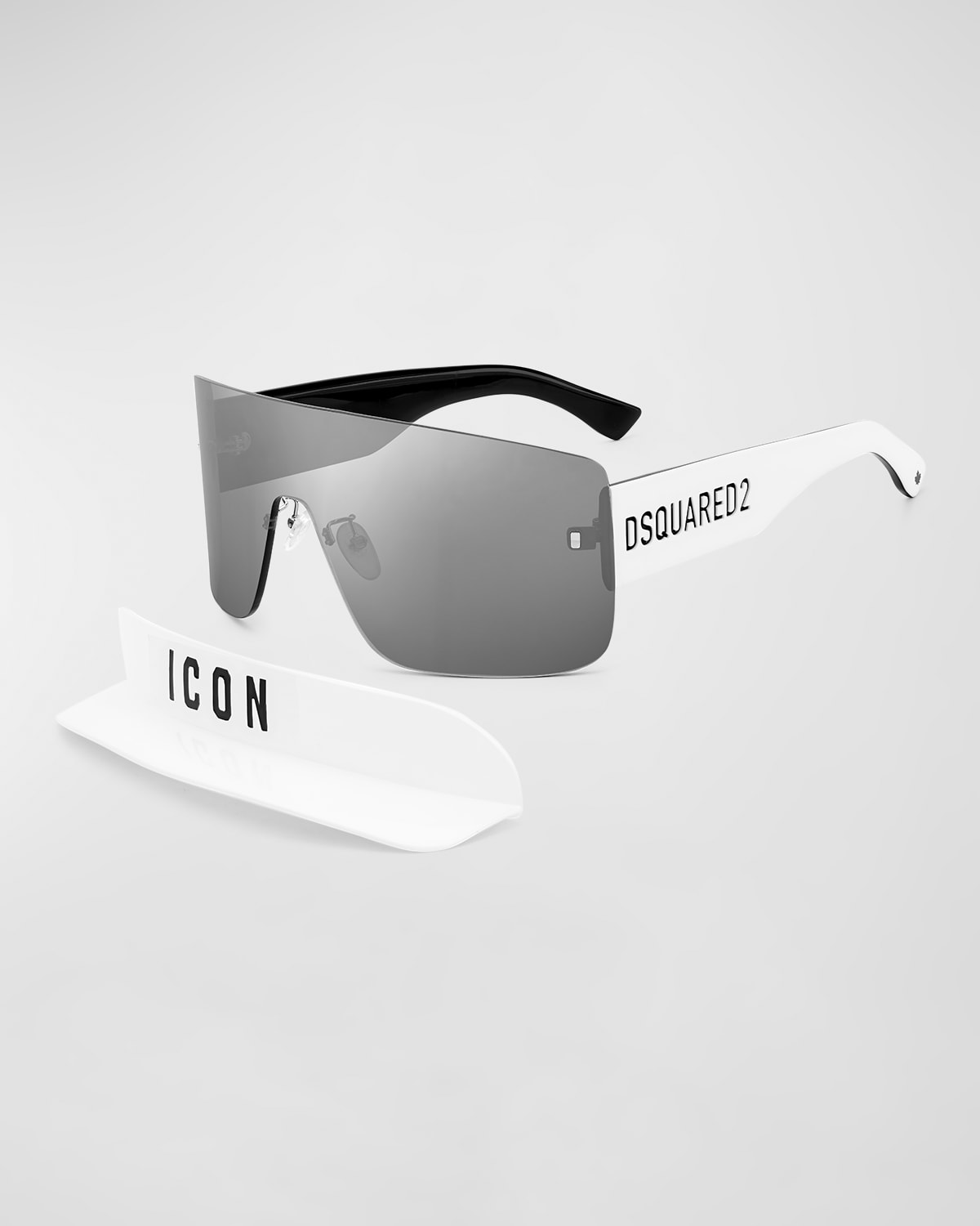 Dsquared2 Men's Icon Visor Top Bar Mask Sunglasses In White