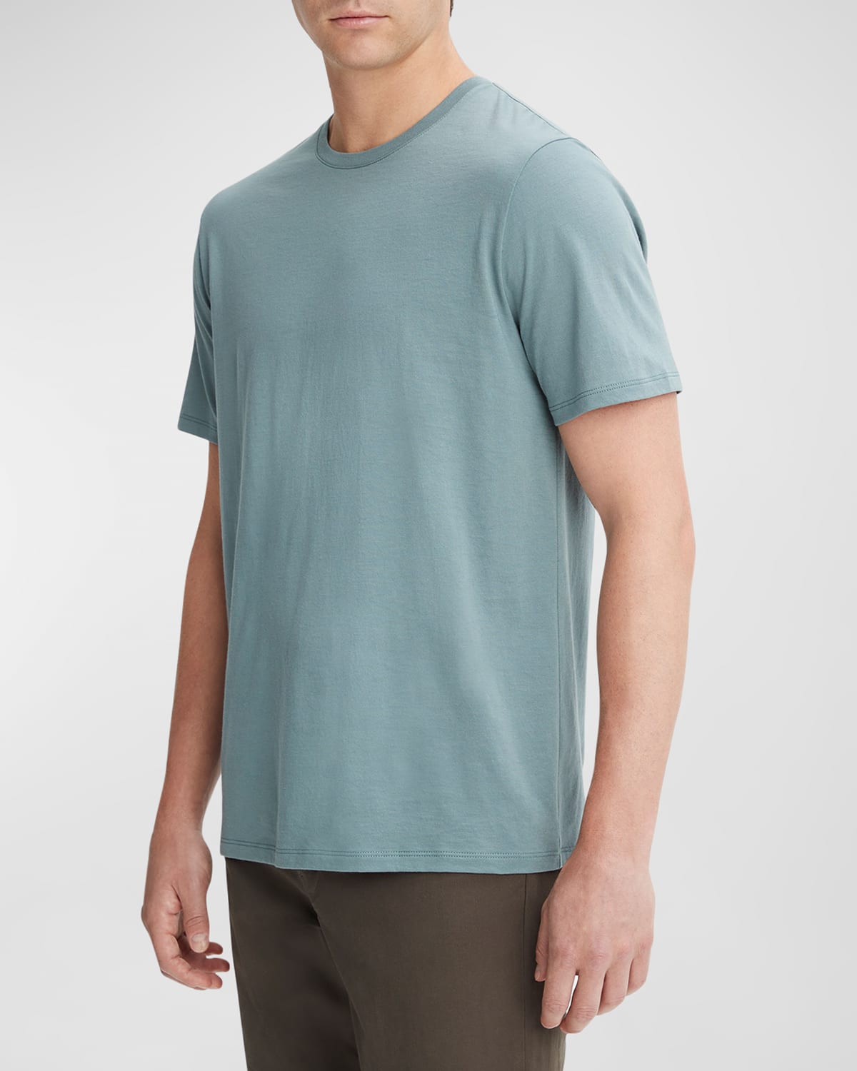 Vince Pima Cotton T-shirt In Lt Dusty Teal