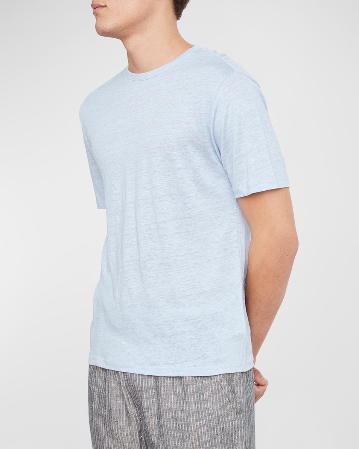 Vince Crewneck Linen T-shirt In Moon Mist