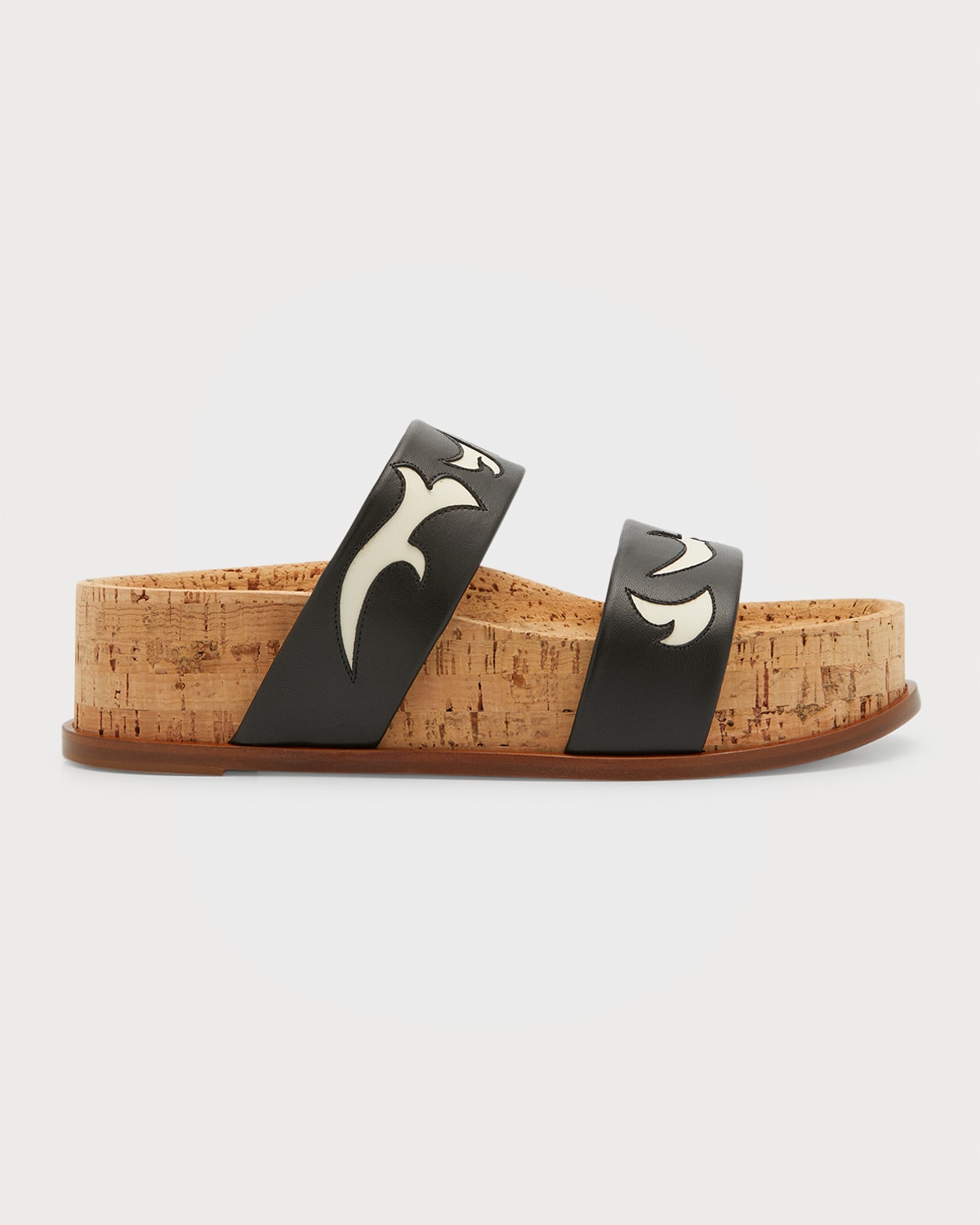 Gabriela Hearst Leather Striker Cork Platform Sandals In Black