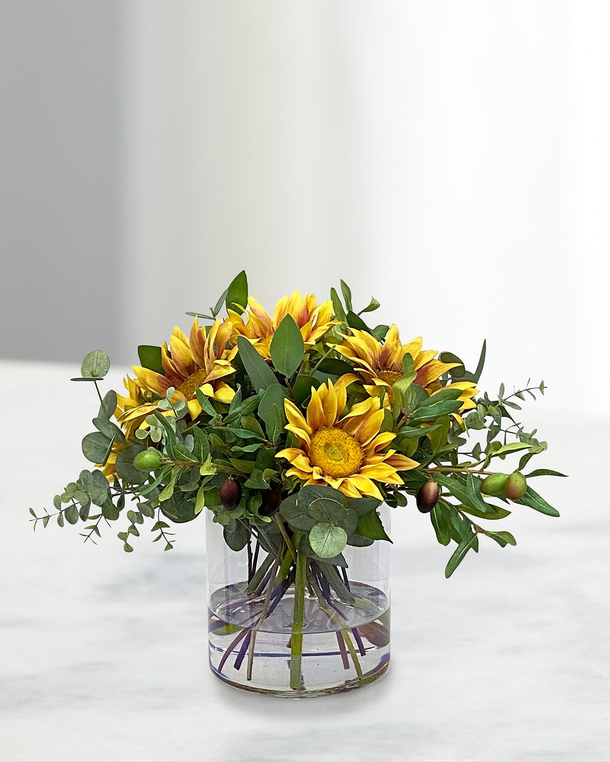 Shop Winward Home Sunflower Mix In Glass In Yellow/green