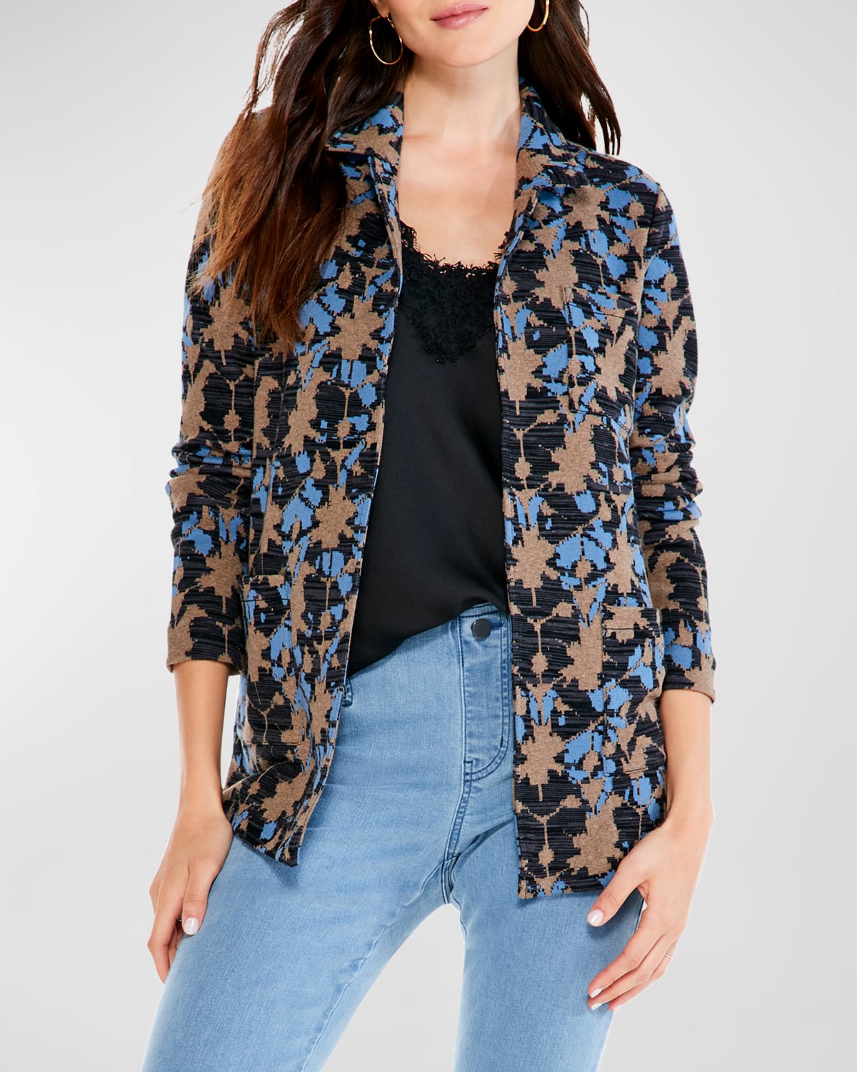 Nic + Zoe Petite Mosaic Mix Abstract-print Blazer In Blm