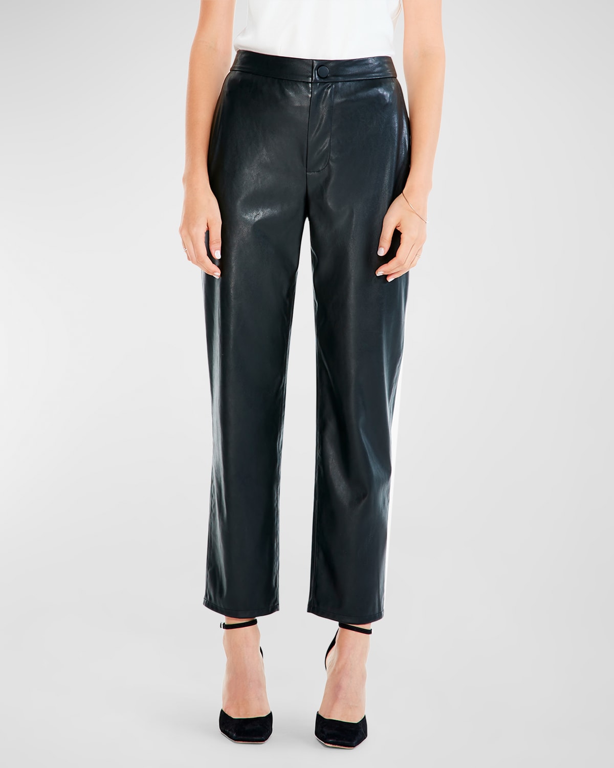 NIC + ZOE CROPPED FAUX LEATHER STRAIGHT-LEG TROUSERS