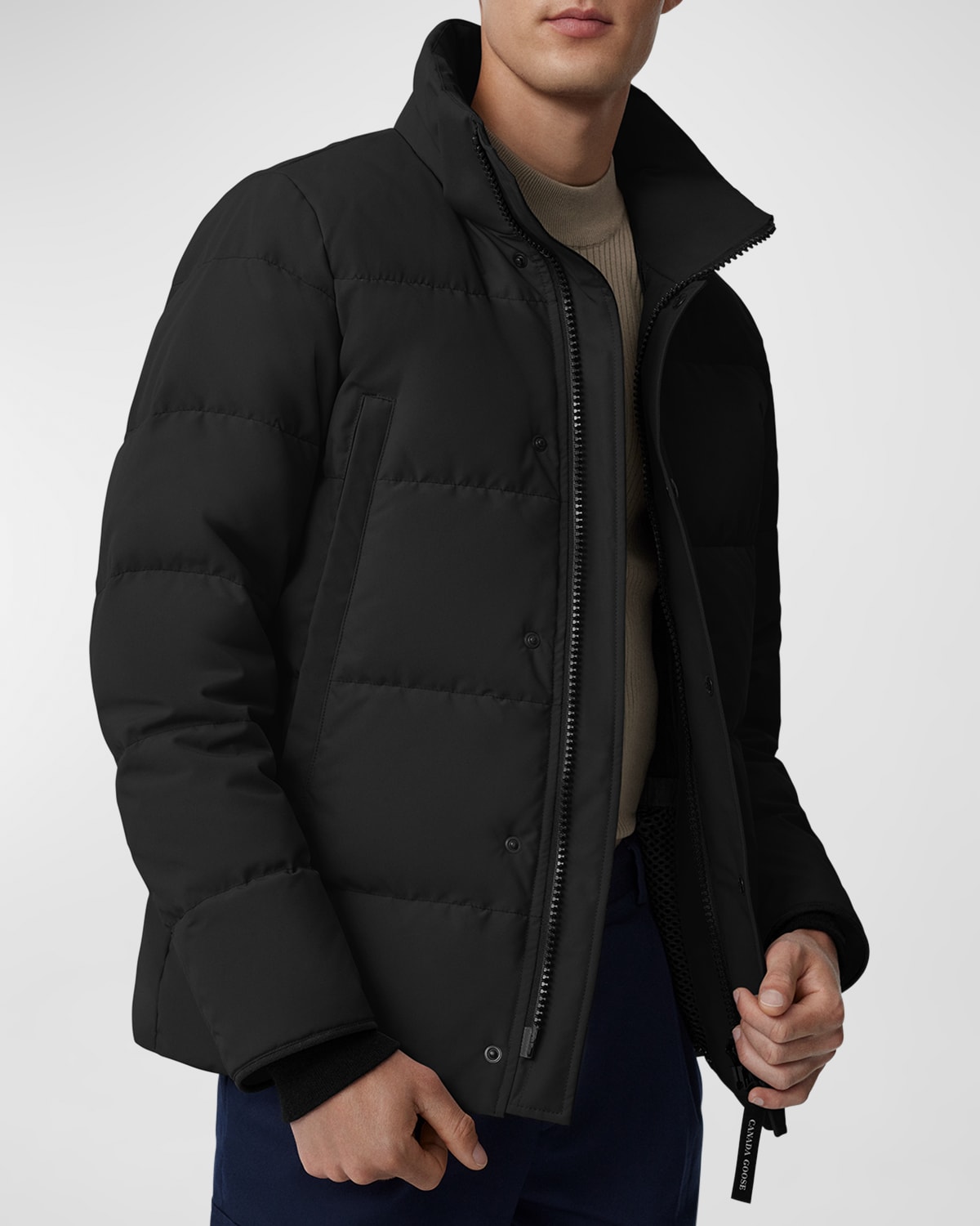 Shop Canada Goose Men's Wyndham Parka W/ Removable Hood In Black