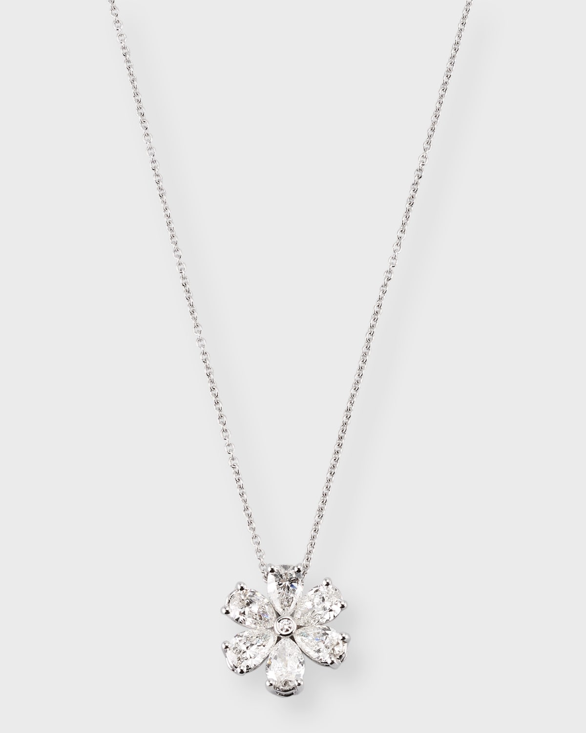 Zydo 18k White Gold Diamond Flower Pendant Necklace In Metallic