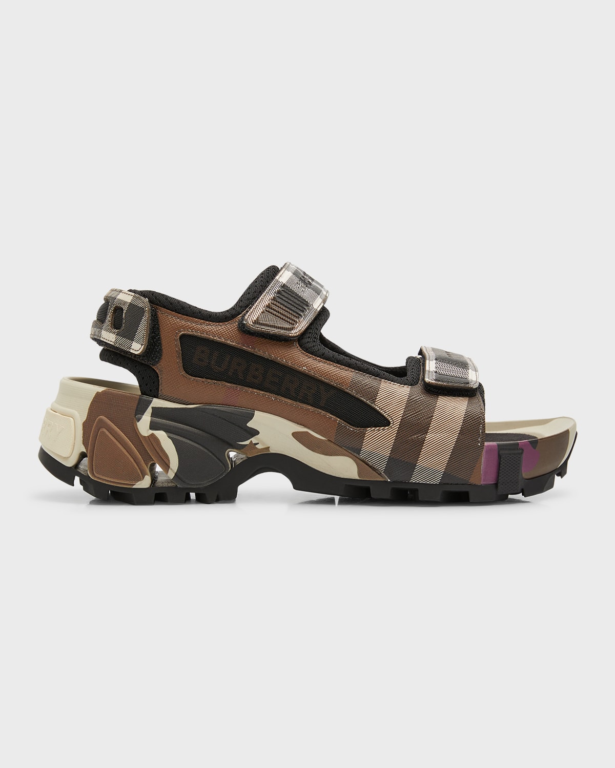 Burberry Check Arthur Sandals In Dark Birch Brown