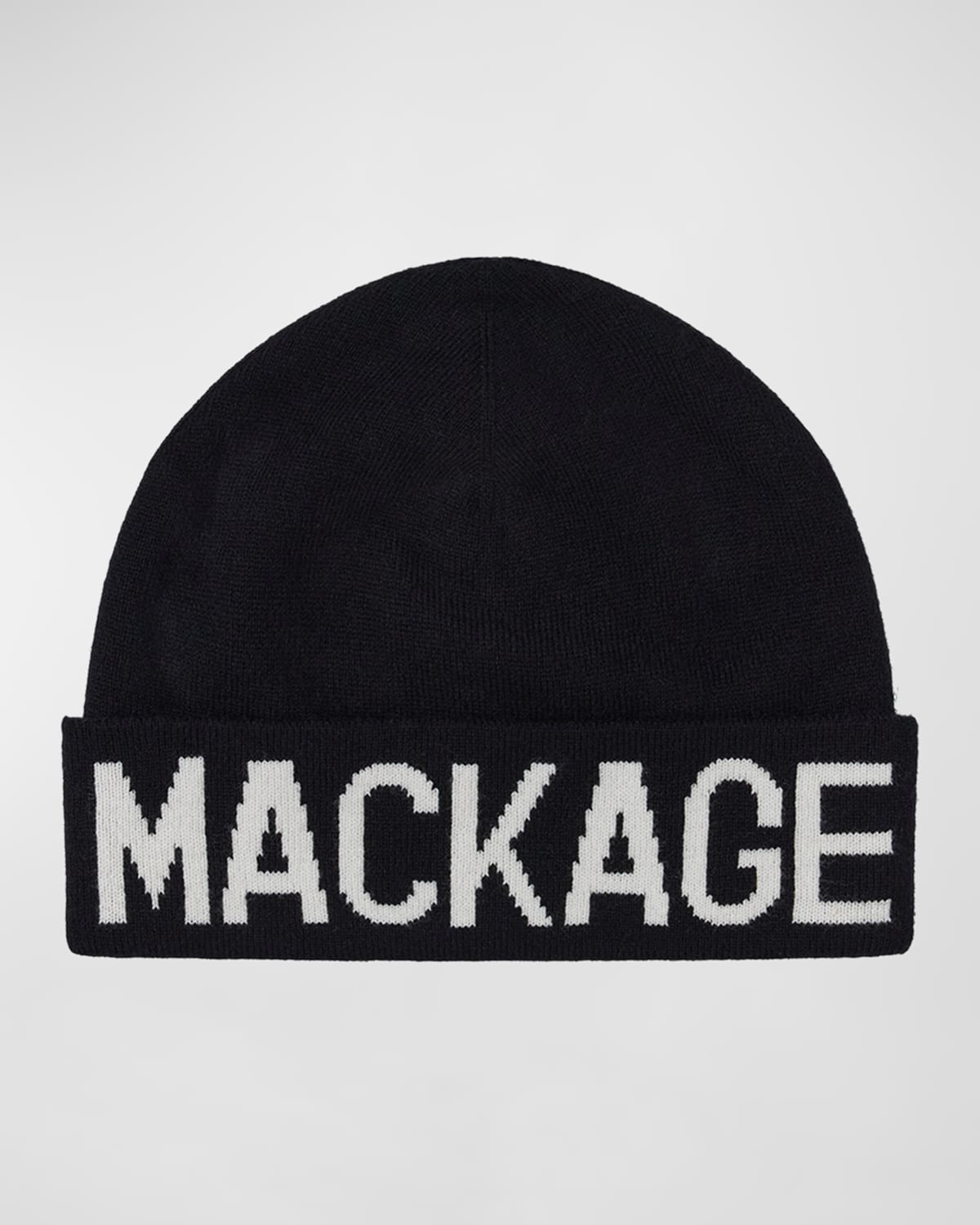 Shop Mackage Men's Kiko Wool-knit Logo Beanie Hat In Black