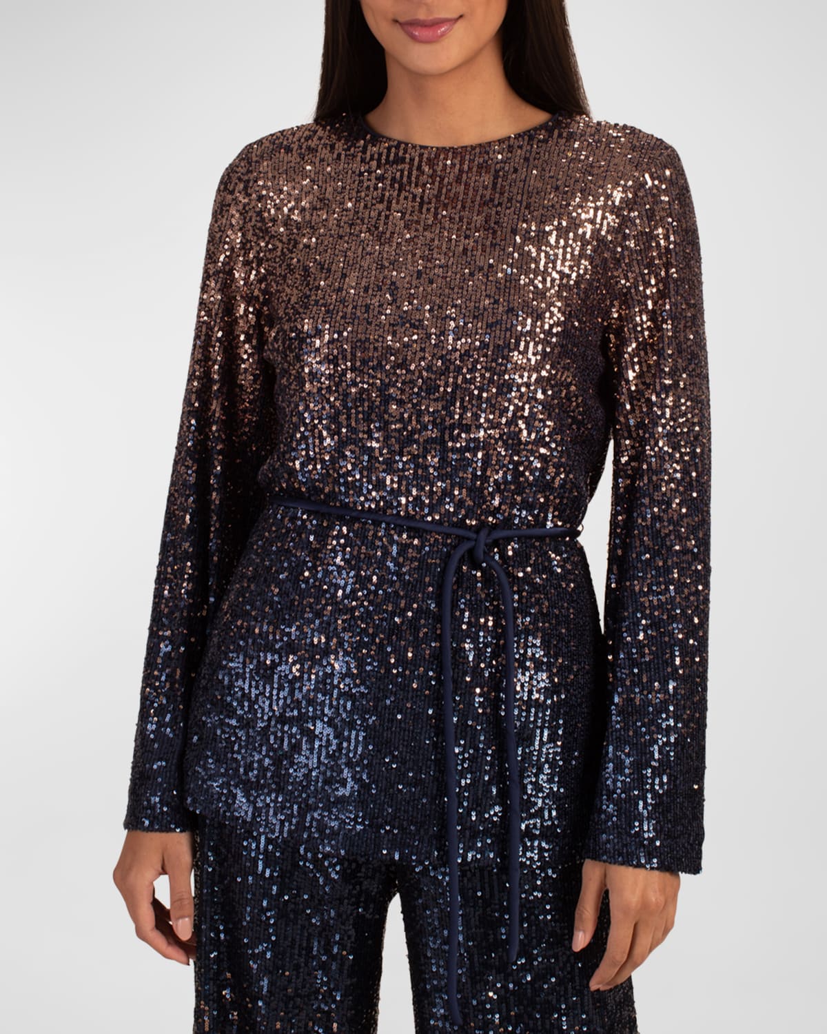 Trina Turk West Cutout Ombre Sequin Top In Moonstonemidnight