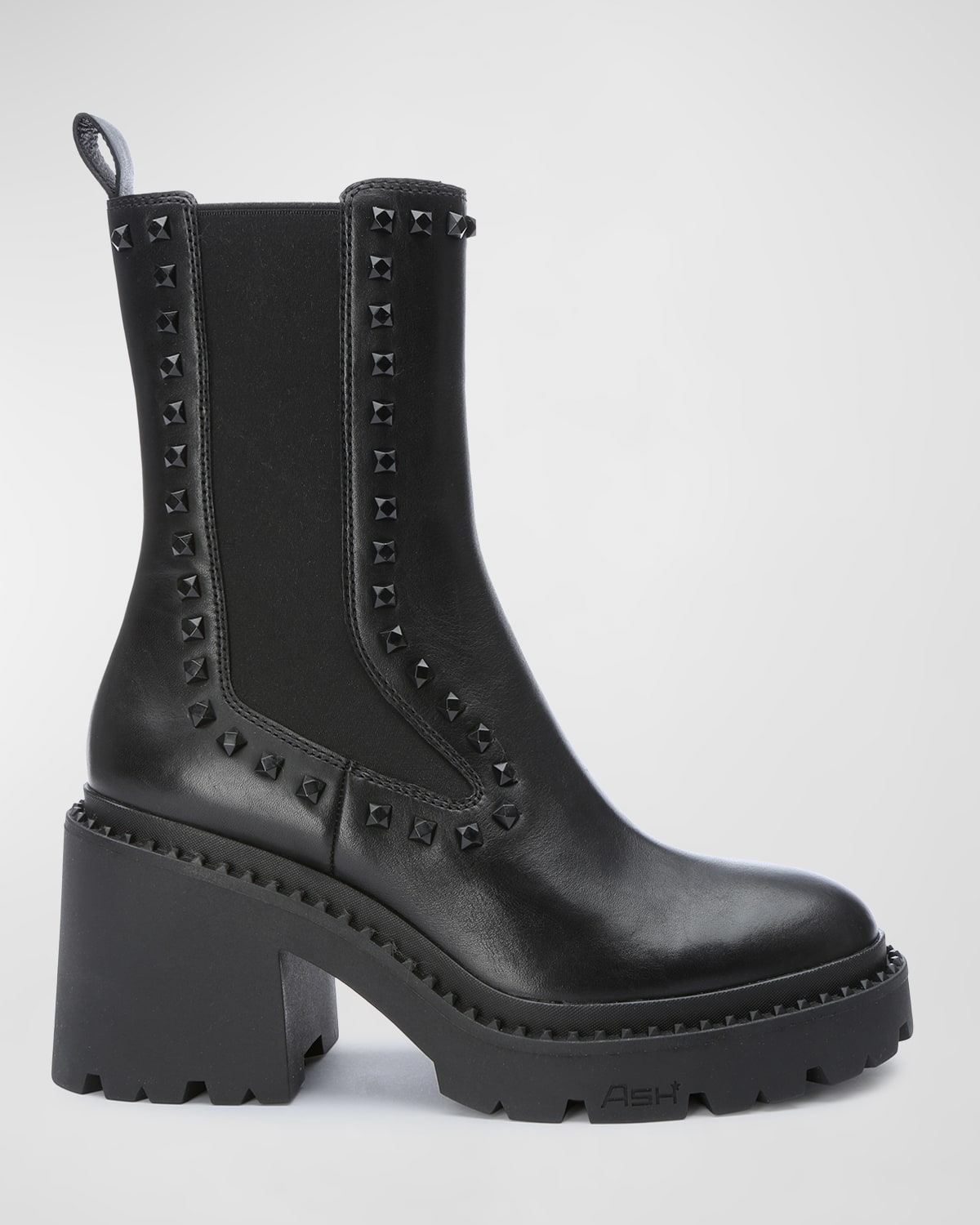 Ash Women's Nico Bis Studded Block Heel Booties In Black