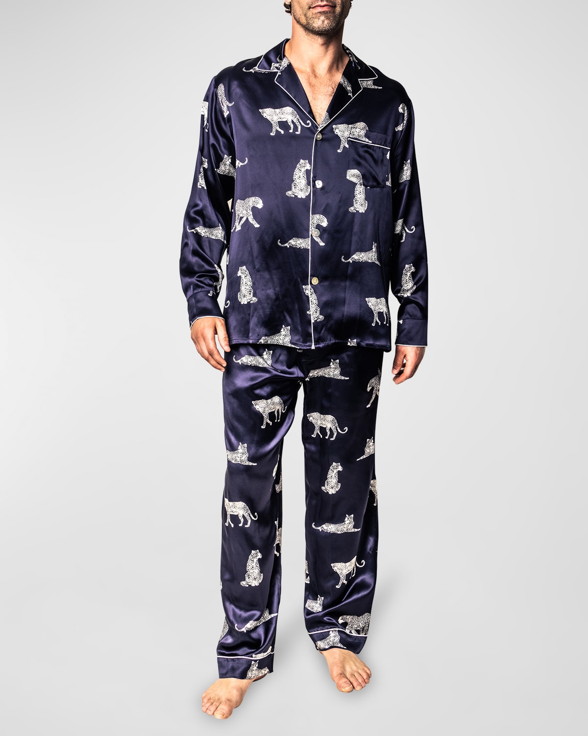 Men's Silk Panthere de Nuit Pajama Set