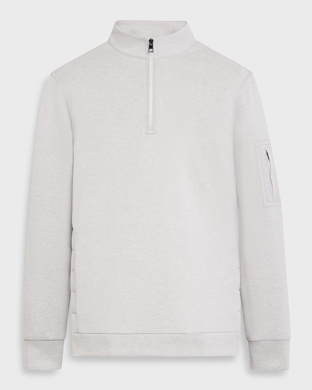 Shop Bugatchi Men's Mixed Nylon Knit Quarter-zip Sweater In Chalk