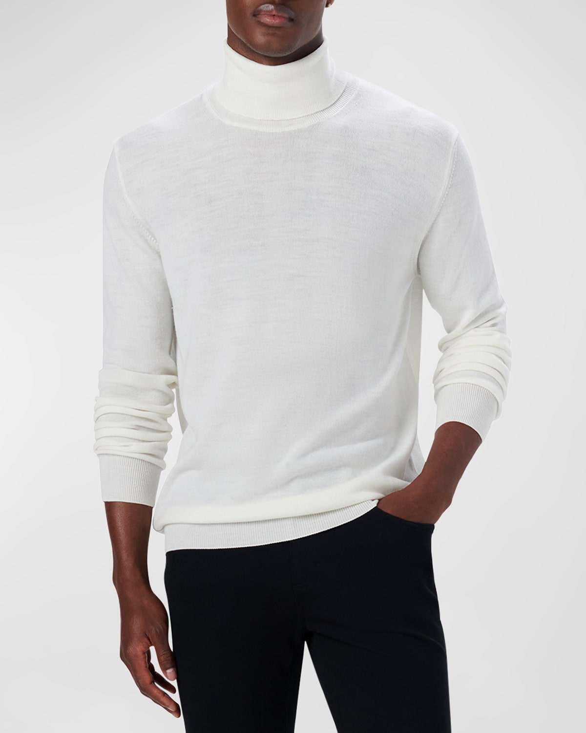 Bugatchi Men's Premium Merino Wool Turtleneck Sweater In Chalk