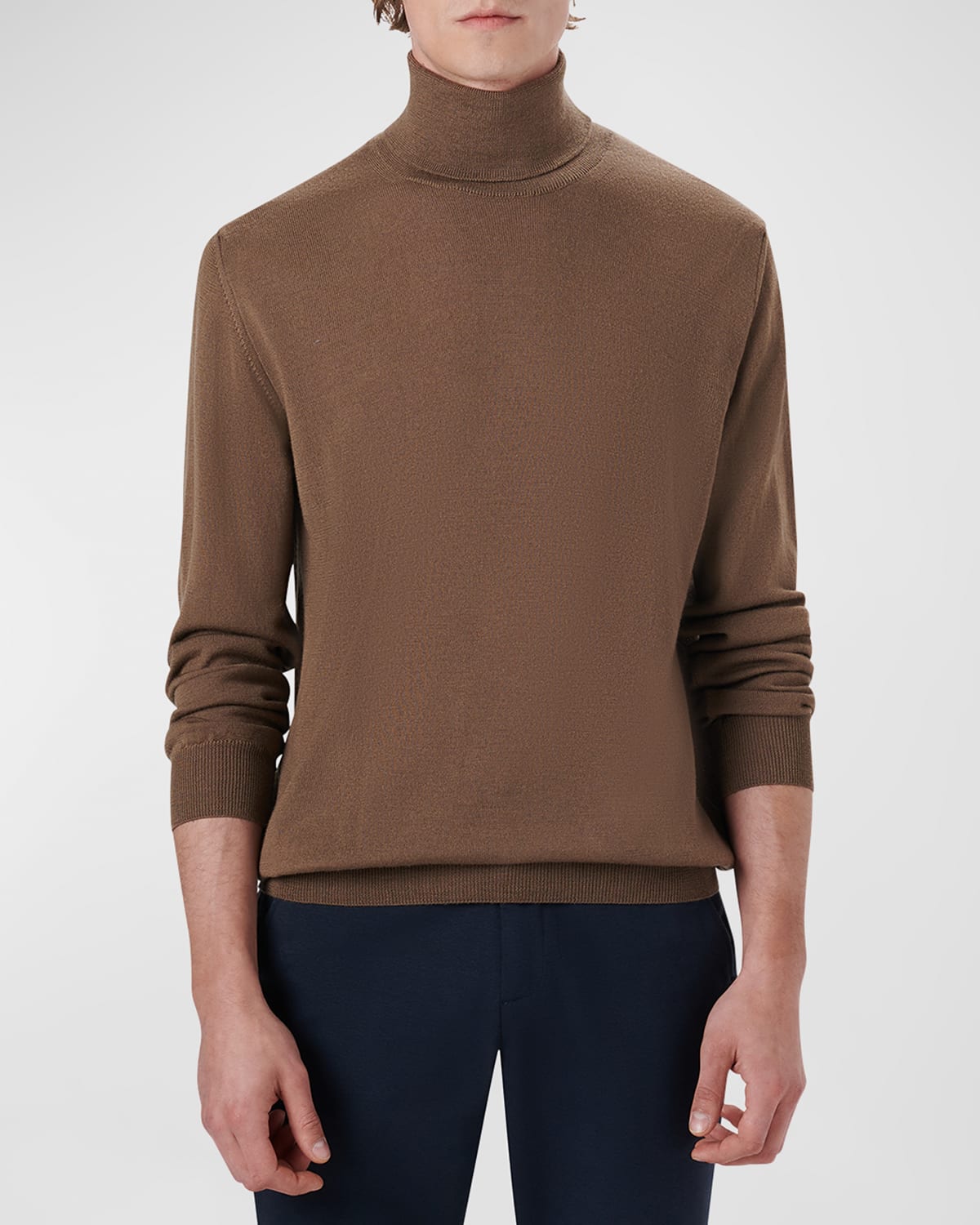 Bugatchi Men's Premium Merino Wool Turtleneck Sweater In Tobacco