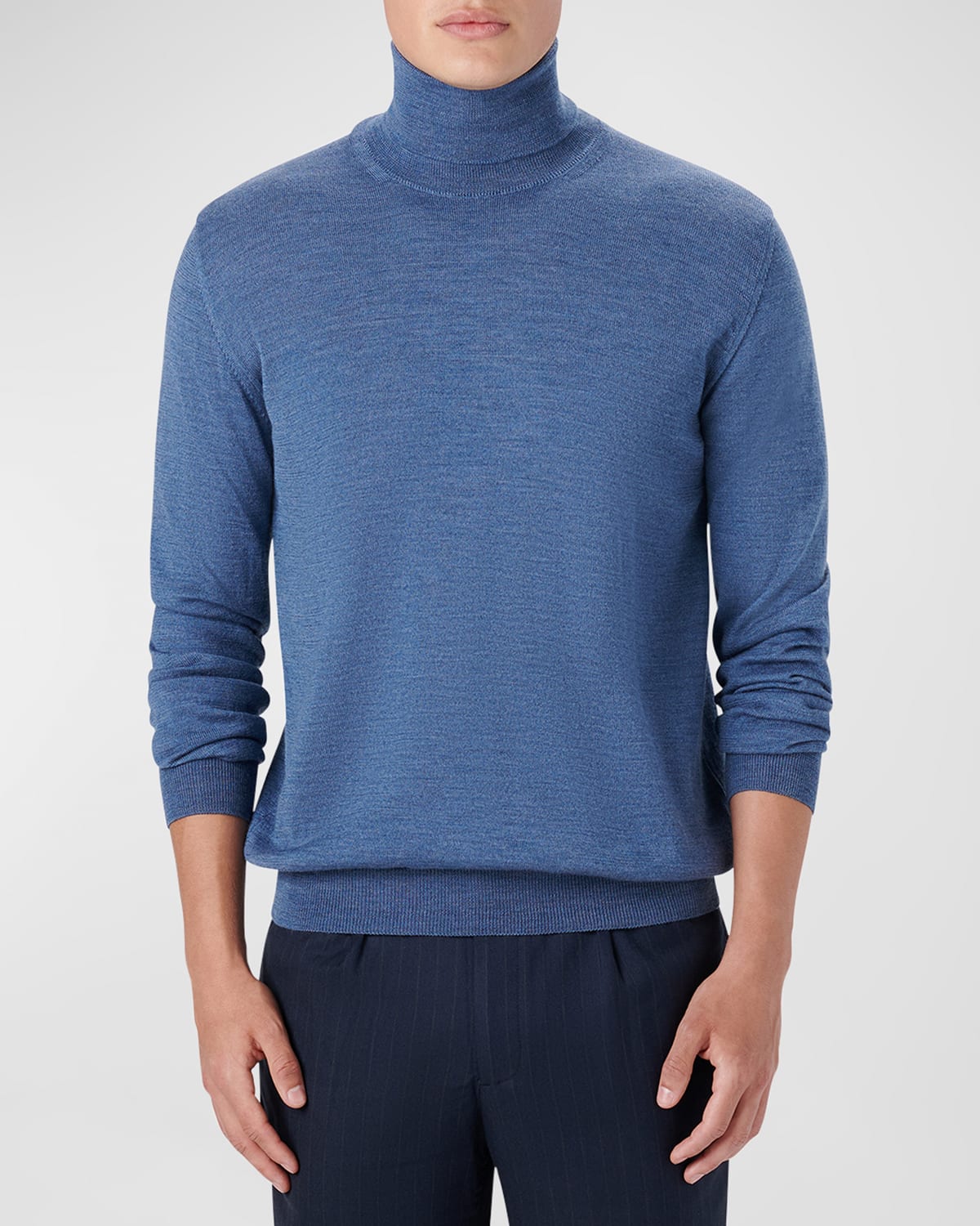 Bugatchi Men's Premium Merino Wool Turtleneck Sweater In Denim