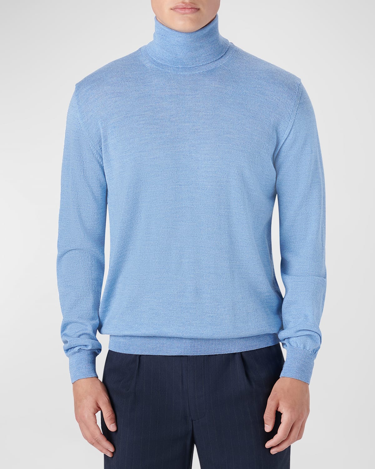 Bugatchi Men's Premium Merino Wool Turtleneck Sweater In Air-blue