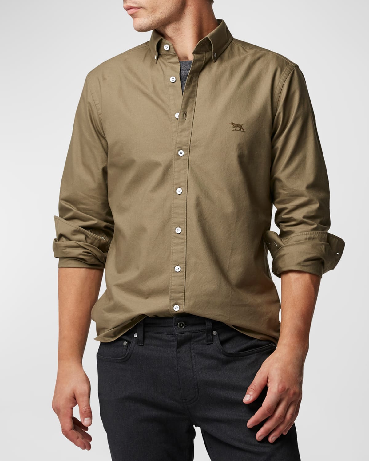 Rodd & Gunn Gunn Oxford Cotton Button-down Shirt In Olive