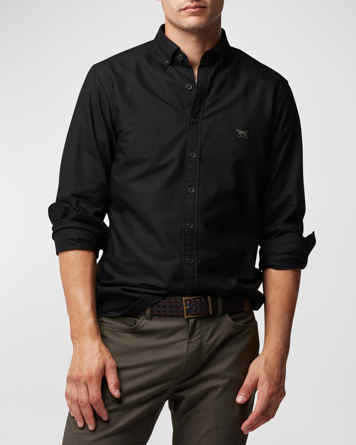 Rodd & Gunn Gunn Oxford Cotton Button-down Shirt In Onyx