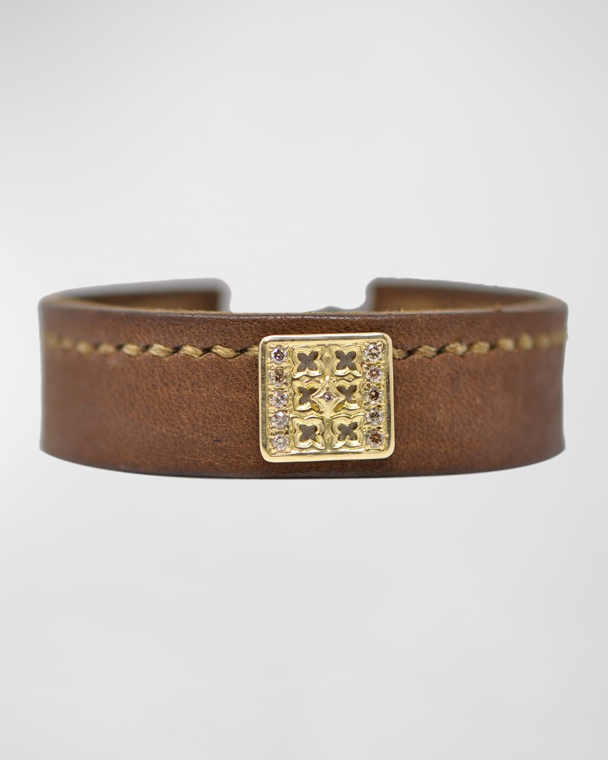 Men's Leather Wrap Bracelet w/ Diamonds