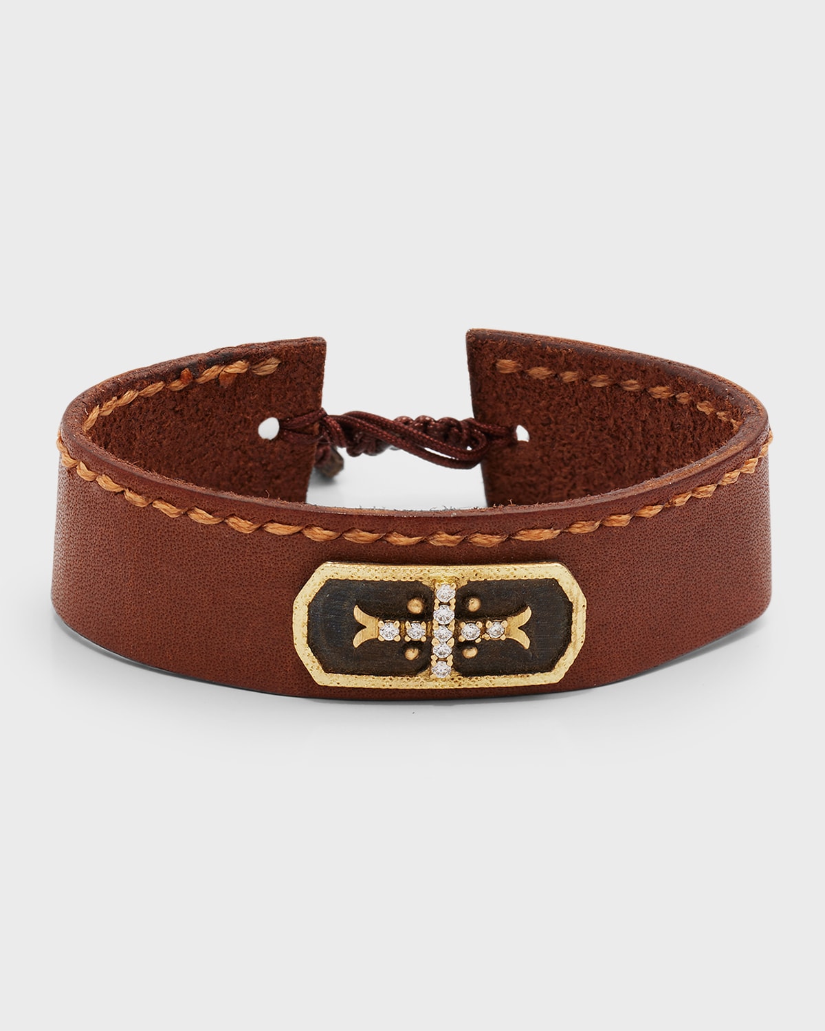 Armenta Men's Leather ID Bracelet with Diamonds