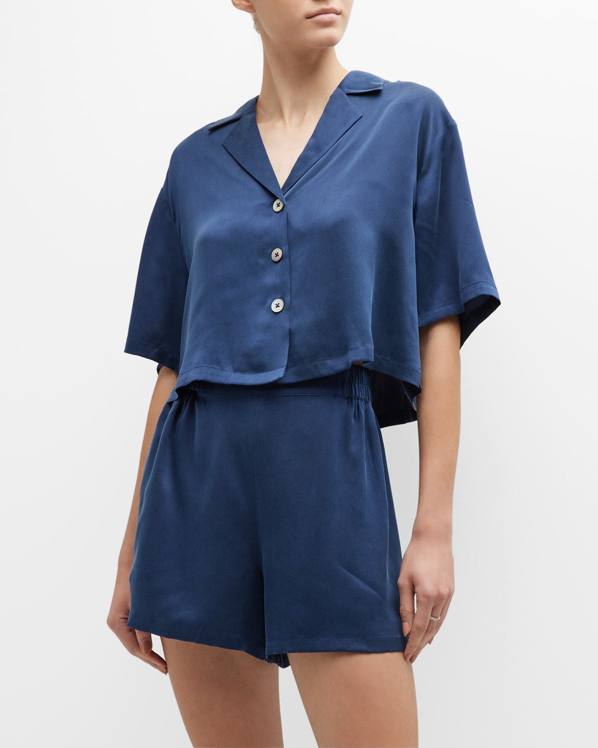 Lunya Washable Silk Pajamas In Deep Blue
