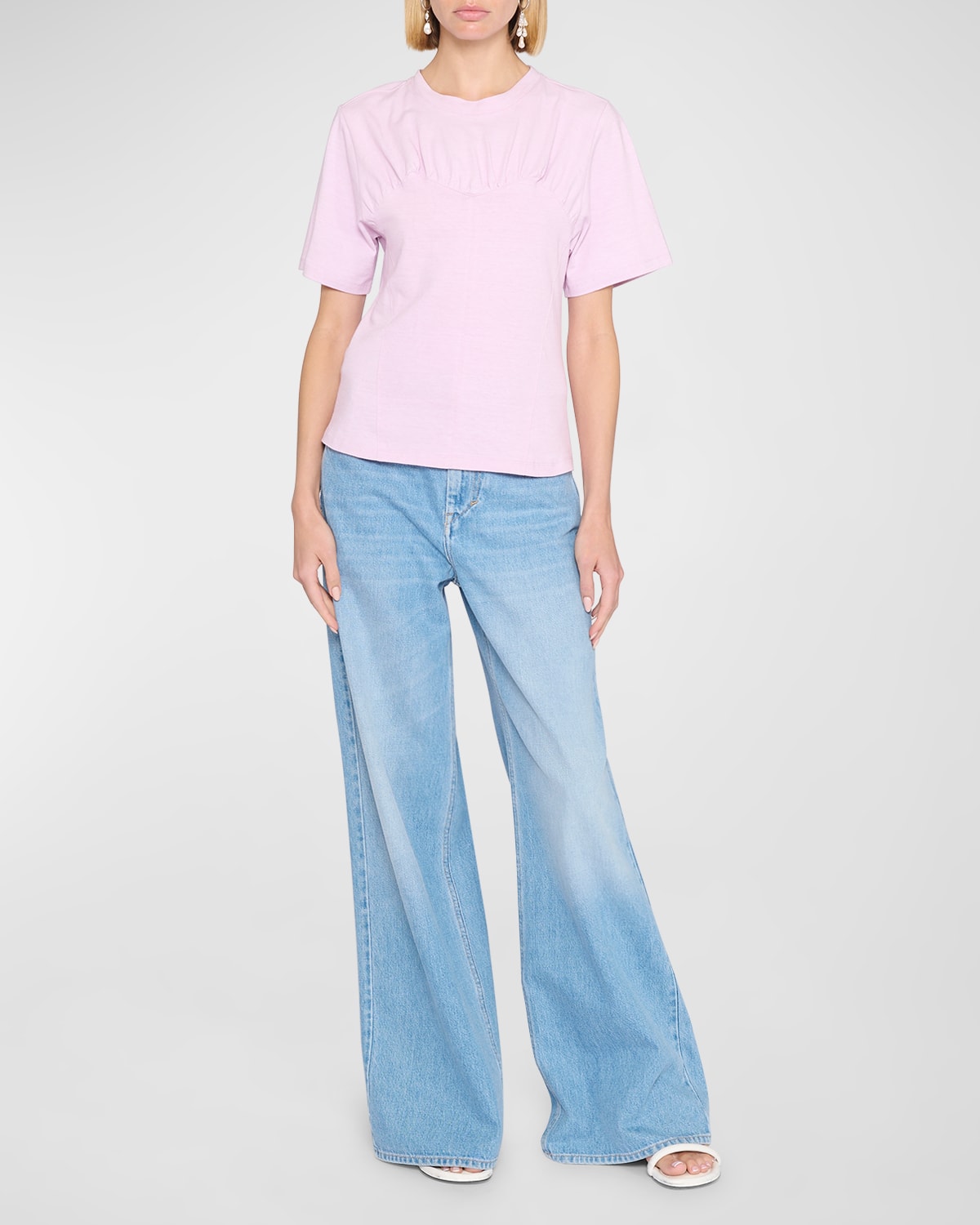 Isabel Marant Zazie Gathered Bustier T-shirt In Light Pink