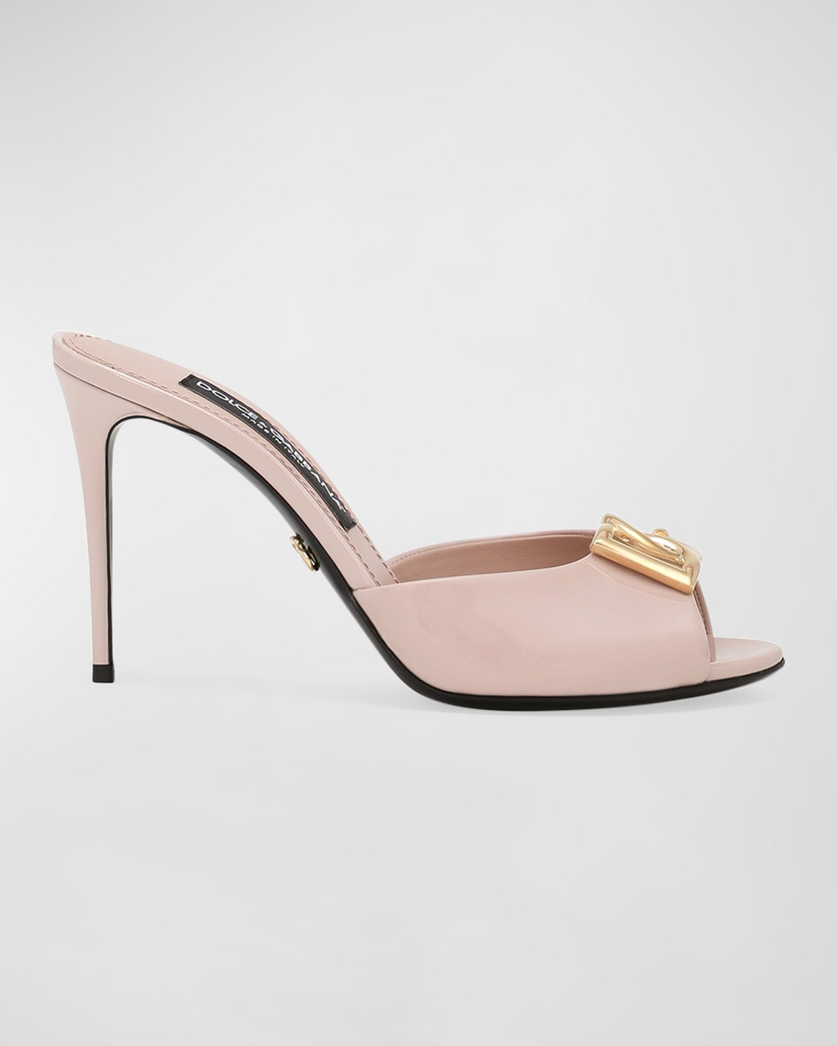 Shop Dolce & Gabbana Vernice Patent Stiletto Mule Sandals In Pastel Pink
