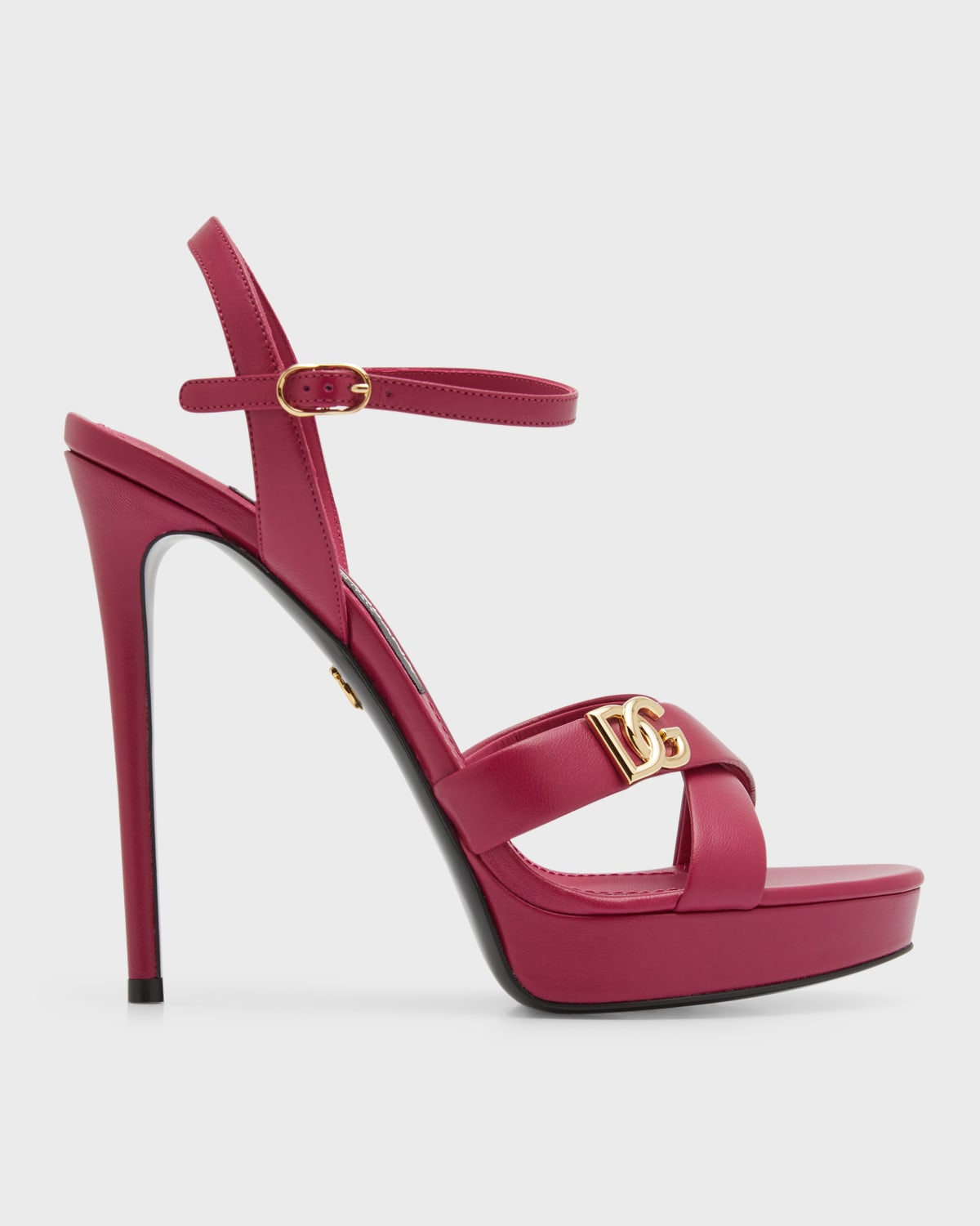Dolce & Gabbana Olimpya Leather Crisscross Platform Sandals In Ibiscus