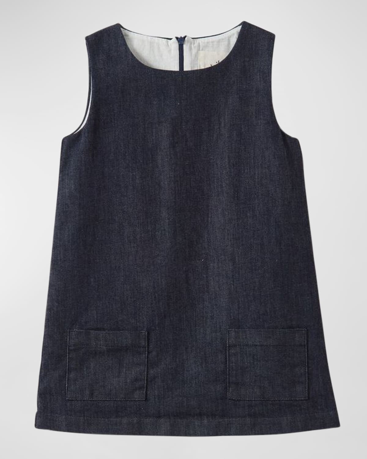 Vild - House Of Little Kids' Girl's Eco Denim Dress In Blue