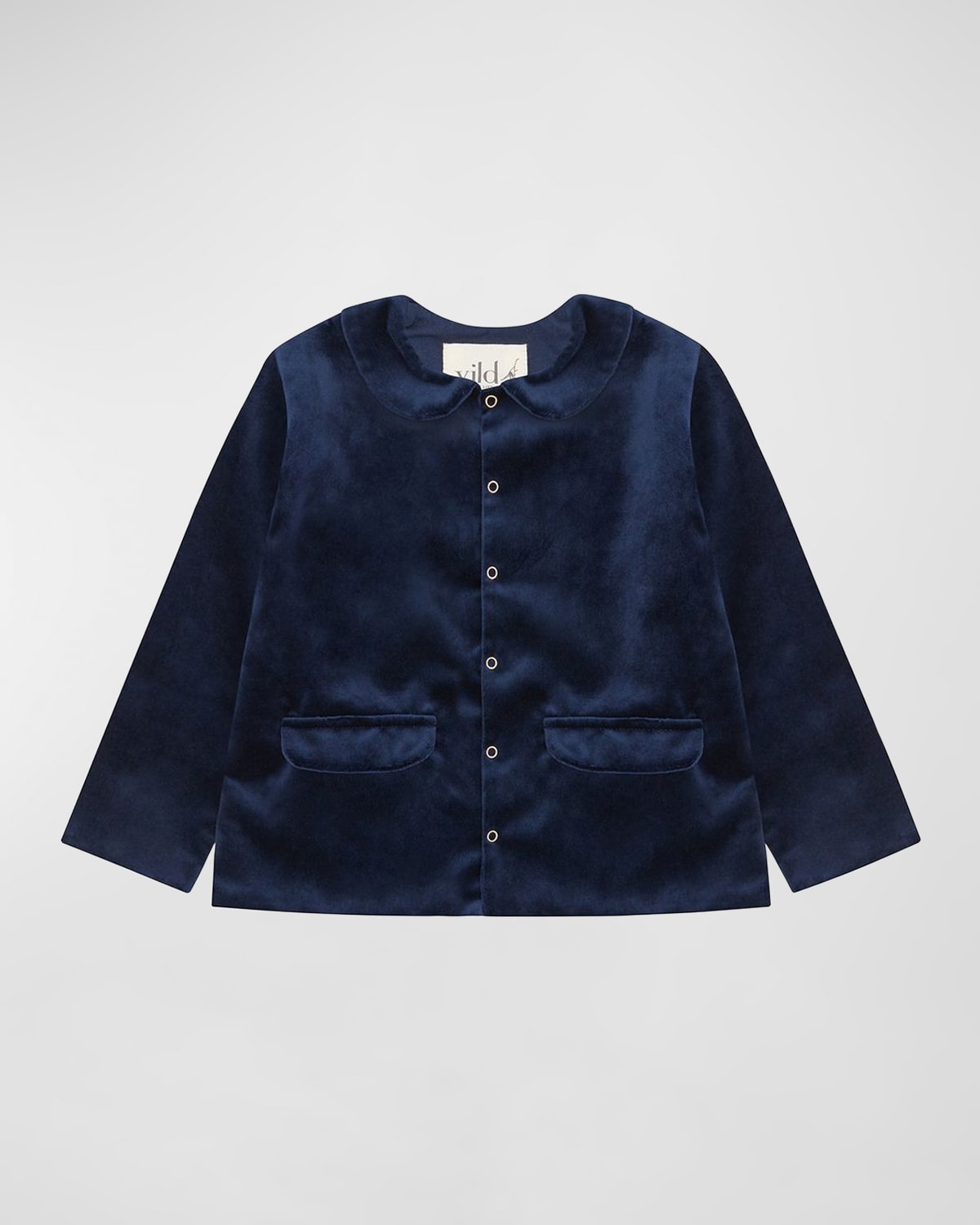 Vild - House Of Little Kid's Organic Cotton Velvet Jacket In Navy Blue
