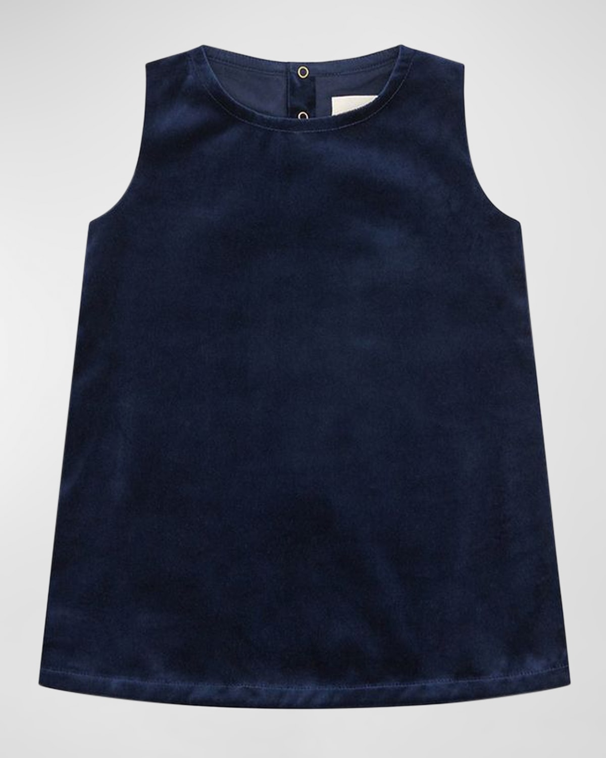 Vild - House Of Little Kids' Girl's Sleeveless Organic Cotton Velvet Dress In Navy Blue