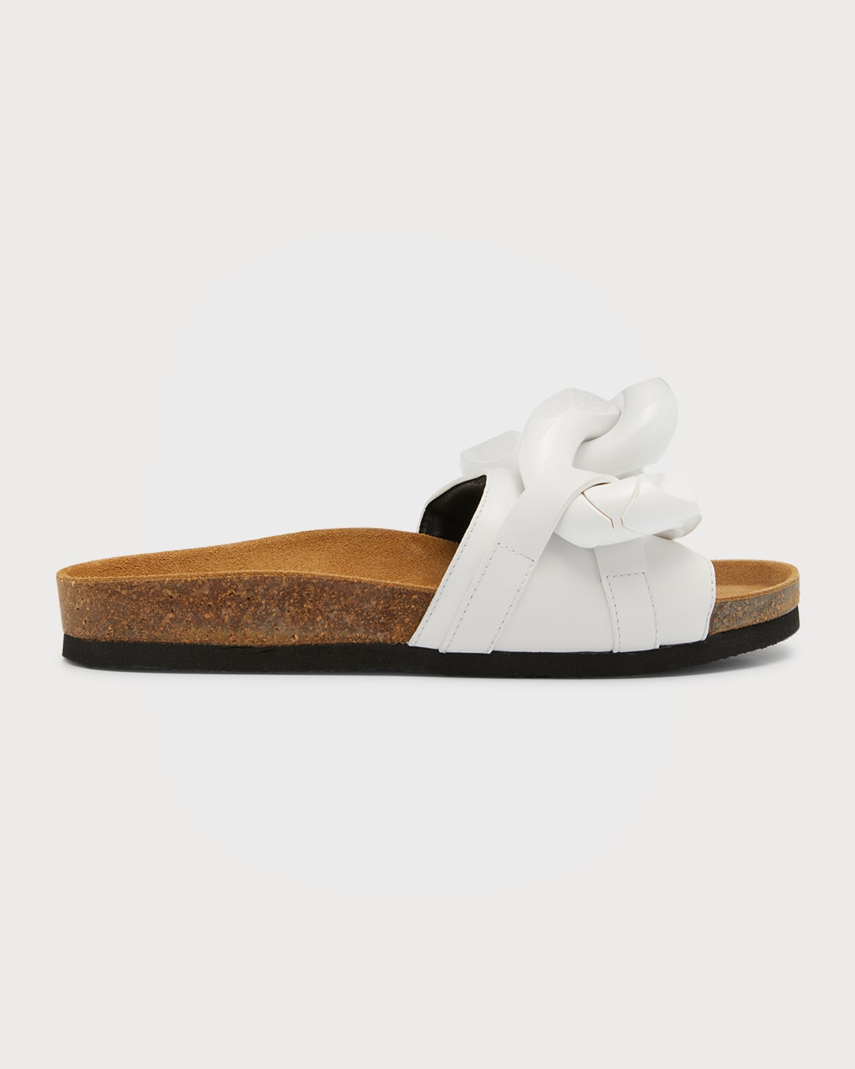 Jw Anderson J. W.anderson Solid Color Leather Sandals With Maxi Chain In White