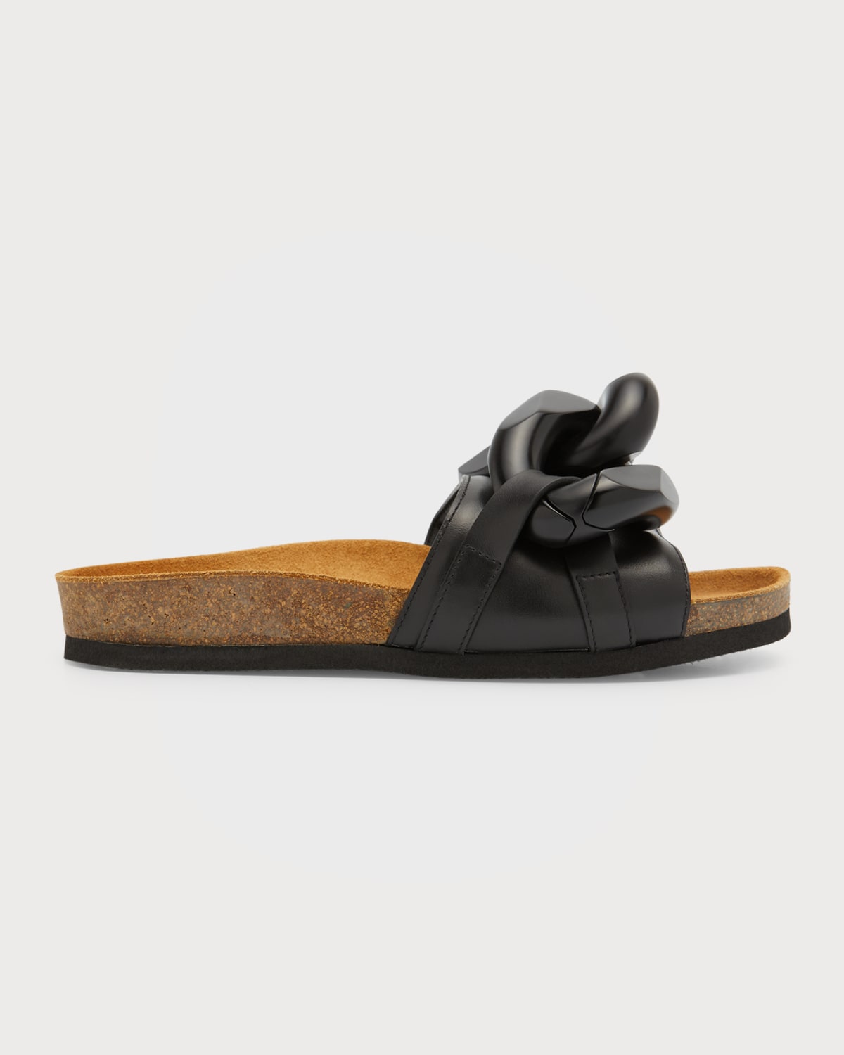 Jw Anderson Leather Chain Slide Sandals In Black