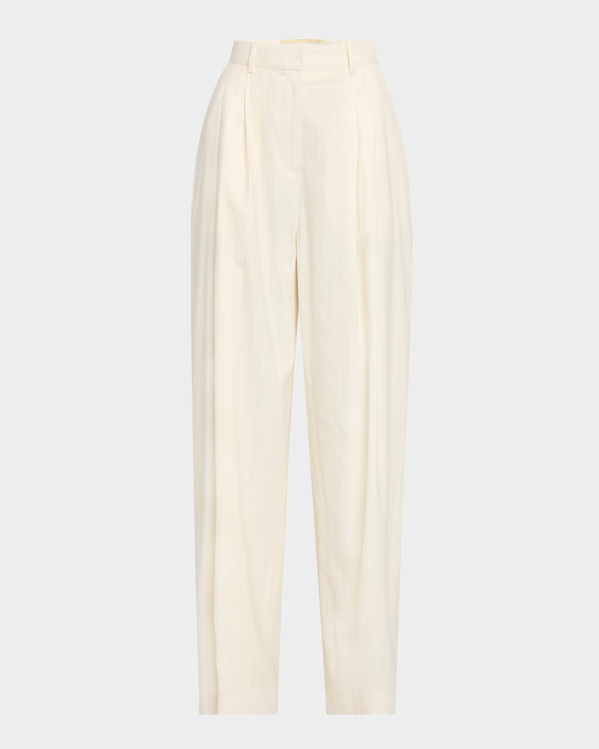 Cecily Double-Pleated Wide-Leg Wool Pants