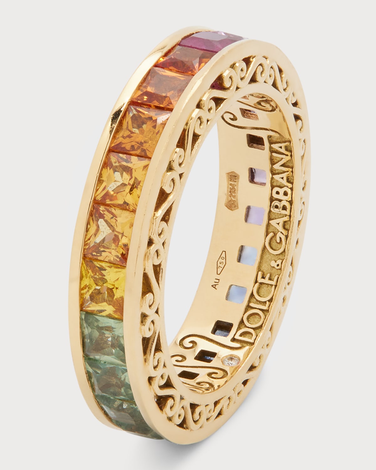 18K Yellow Gold Multicolor Sapphire Band Ring