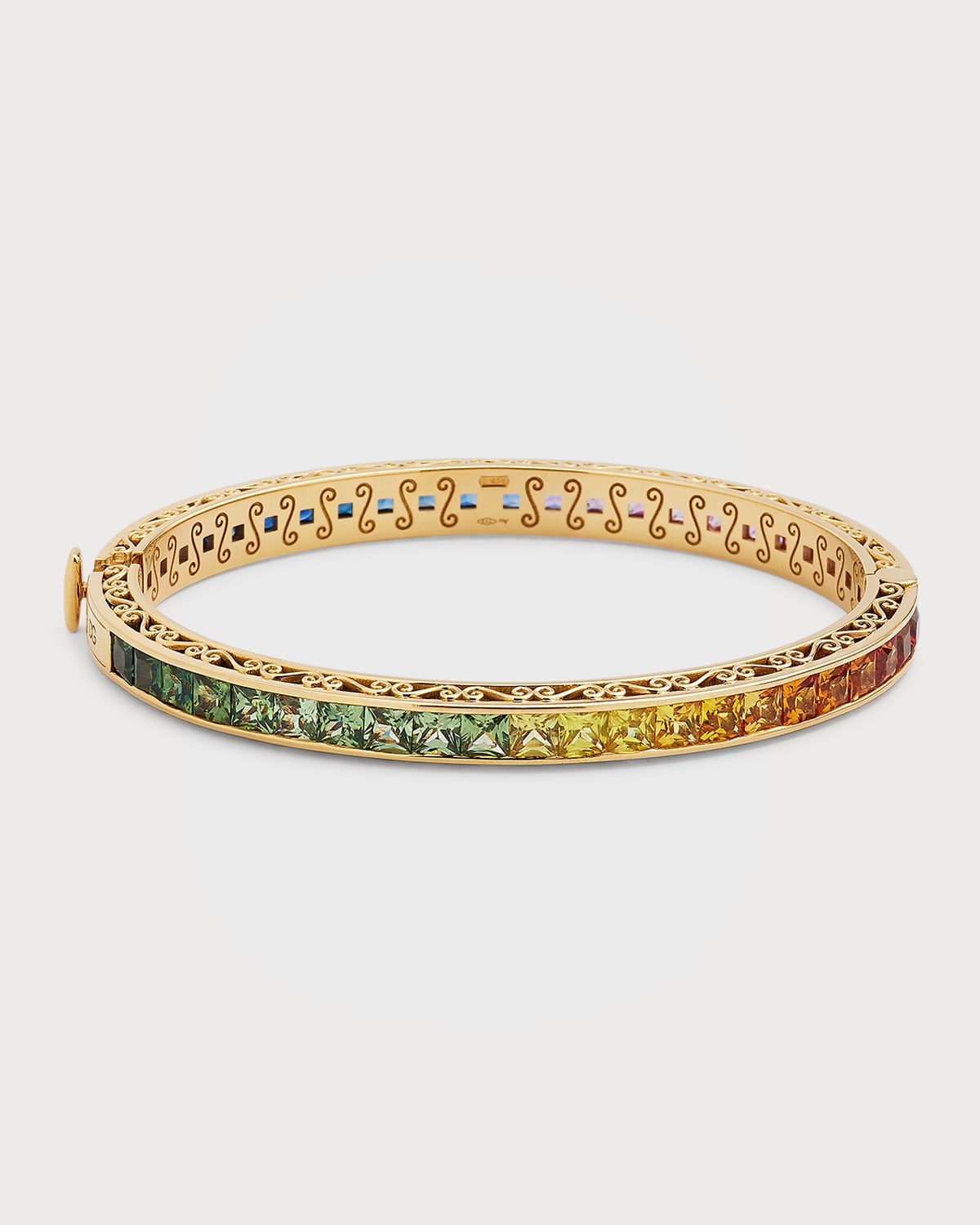 18K Yellow Gold Multi-Sapphire Rainbow Colored Bracelet