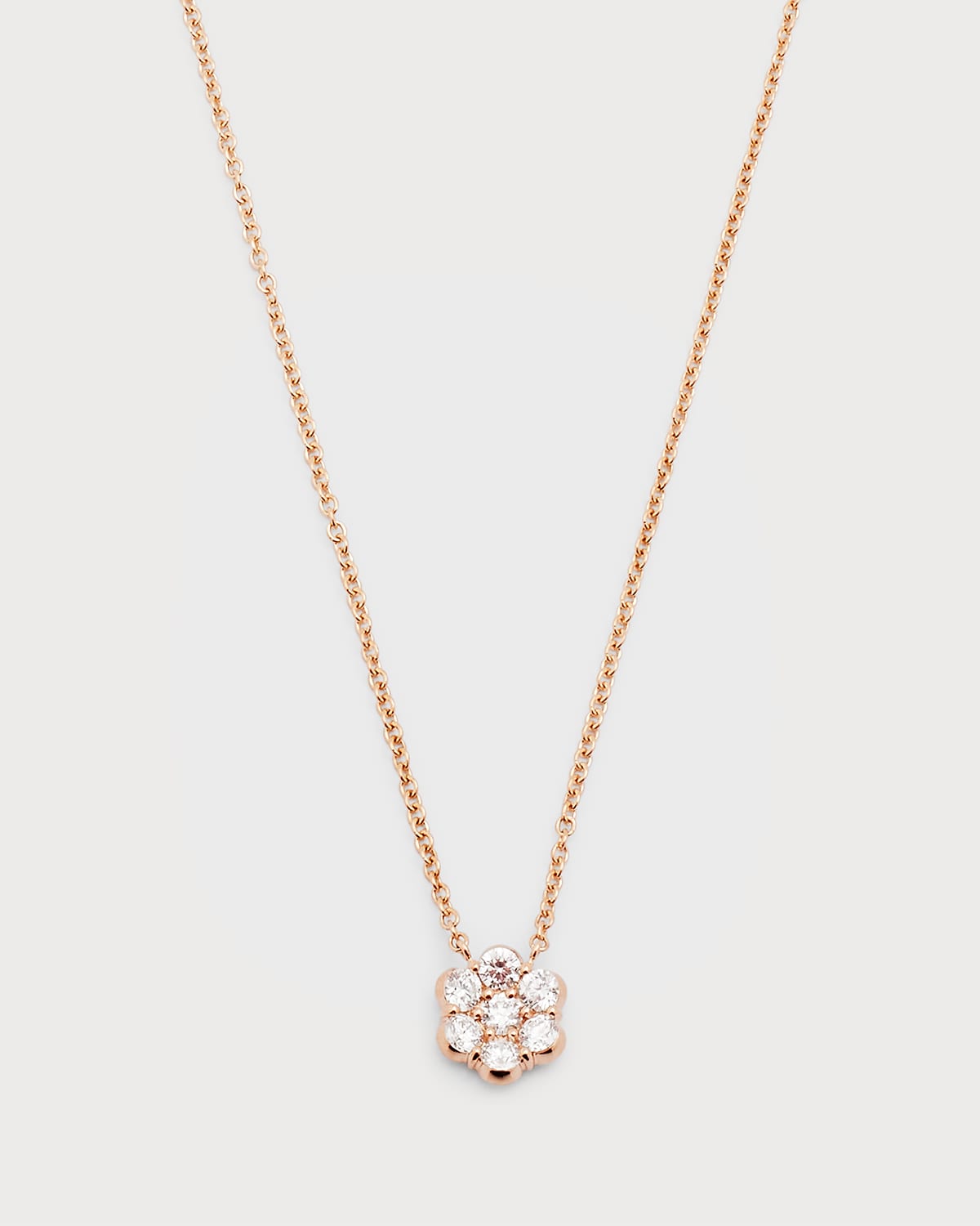 18k Rose Gold Flower Diamond Pendant Necklace