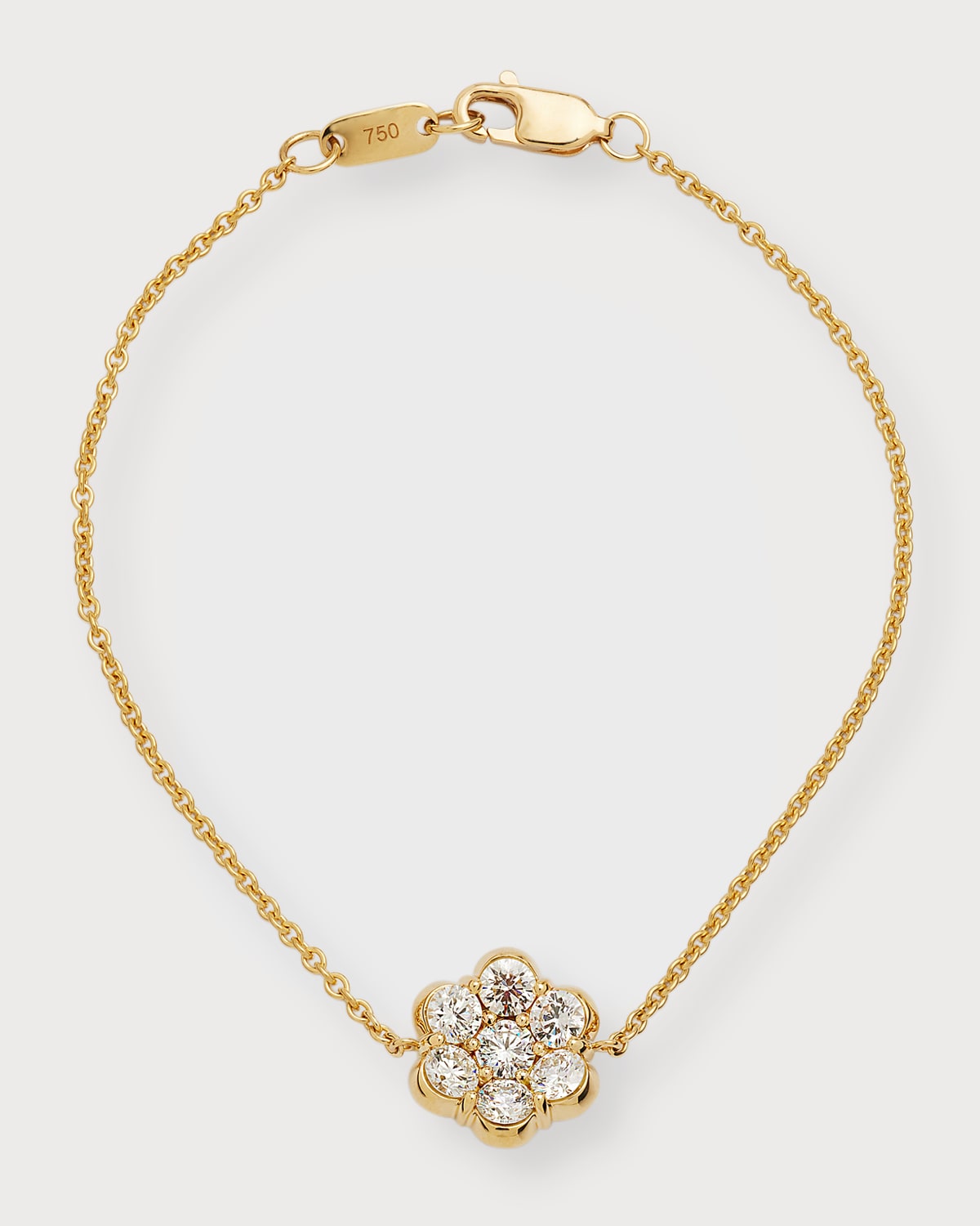 18k Yellow Gold Flower Diamond Bracelet