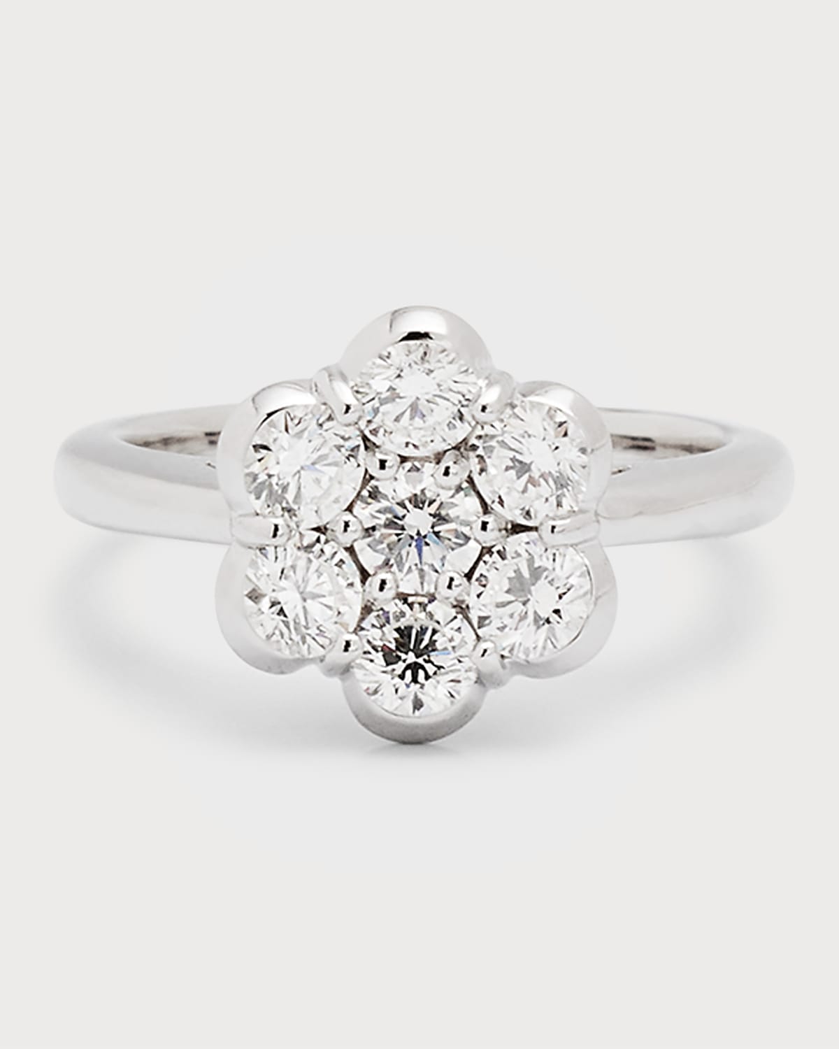 18k White Gold Flower Diamond Ring, Size 6 and 7