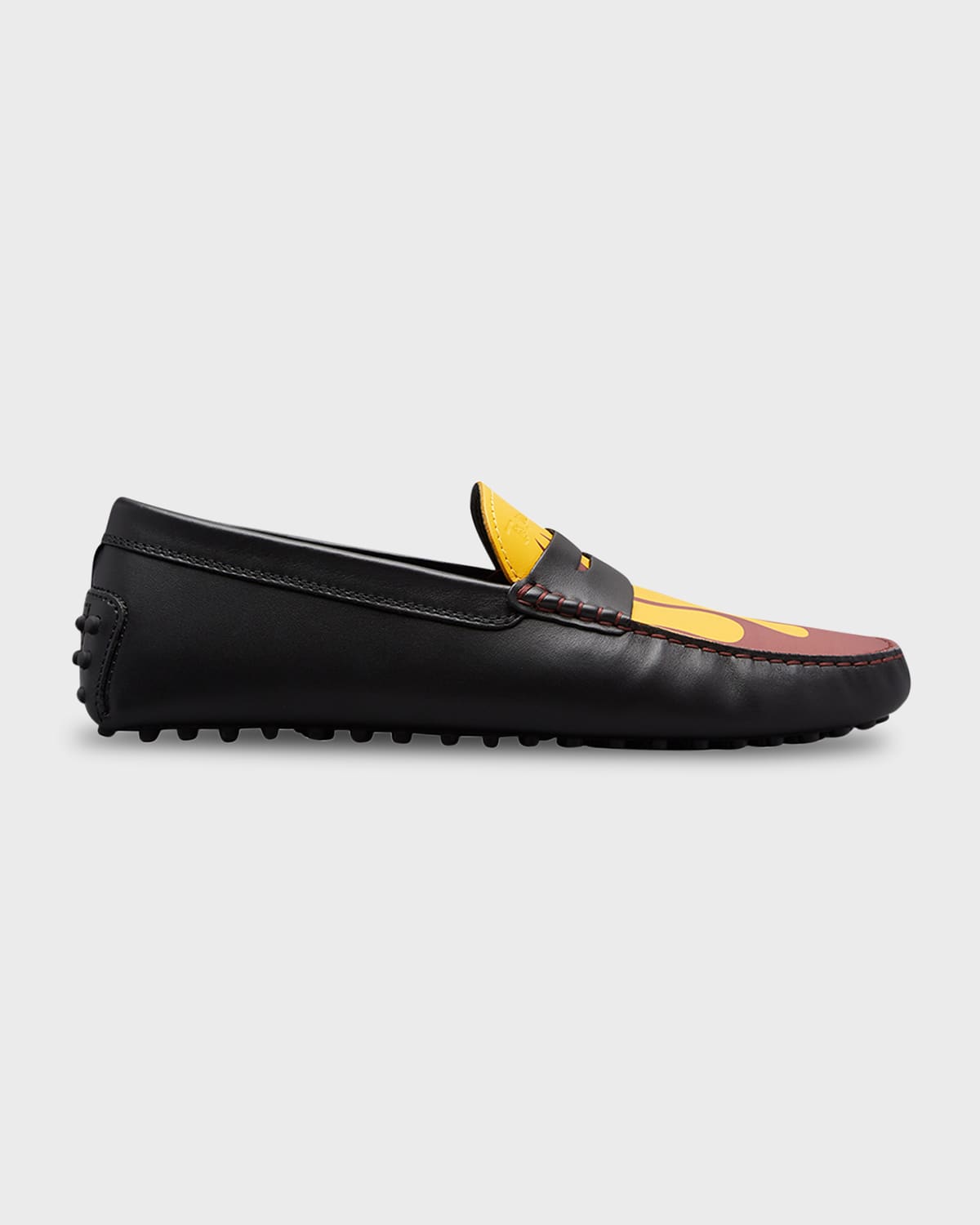 Moncler Genius Palm Angels Tod's Gommino Printed Leather Driving Shoes In Black
