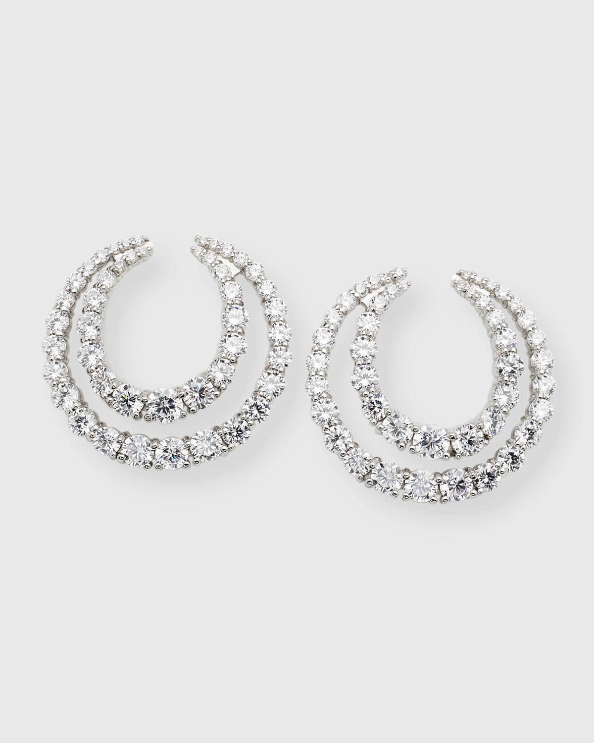 Golconda By Kenneth Jay Lane Double Sparkle Hoop Earrings In Clear