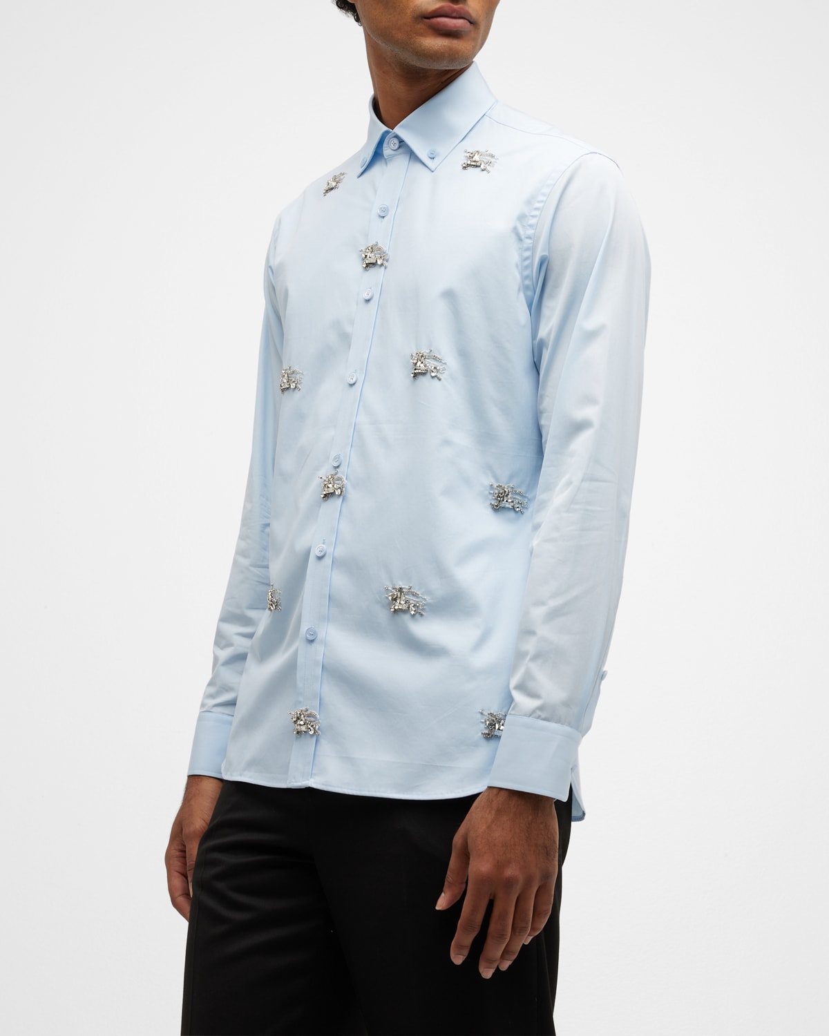 Burberry Men s Crystal Ekd Sport Shirt In Pale Blue ModeSens