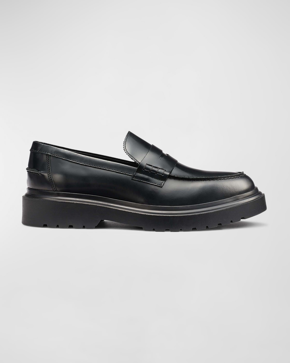 Karl Lagerfeld Men's Spazzolato Leather Penny Loafers In Black