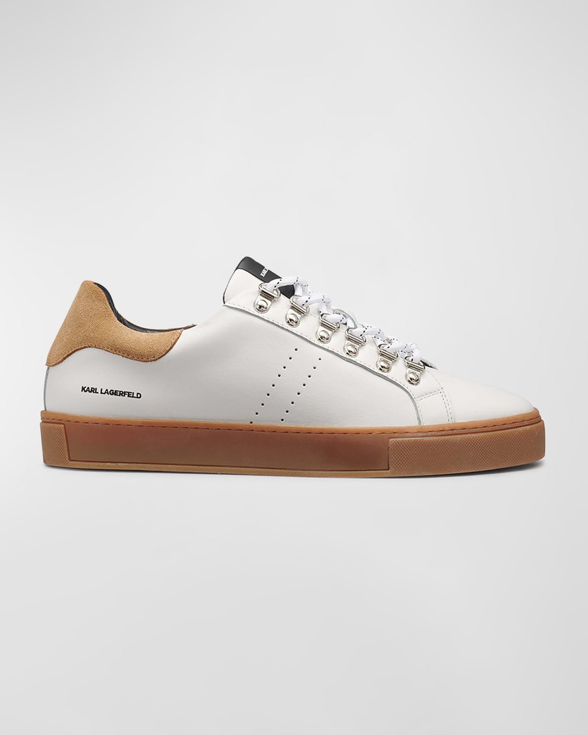 Shop Karl Lagerfeld Men's Leather Low-top Sneakers In White