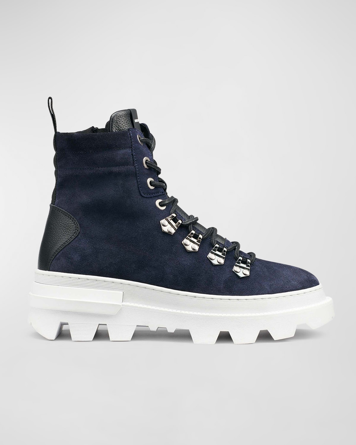 Shop Karl Lagerfeld Men's Lug Sole Suede Lace-up Work Boots In Blue